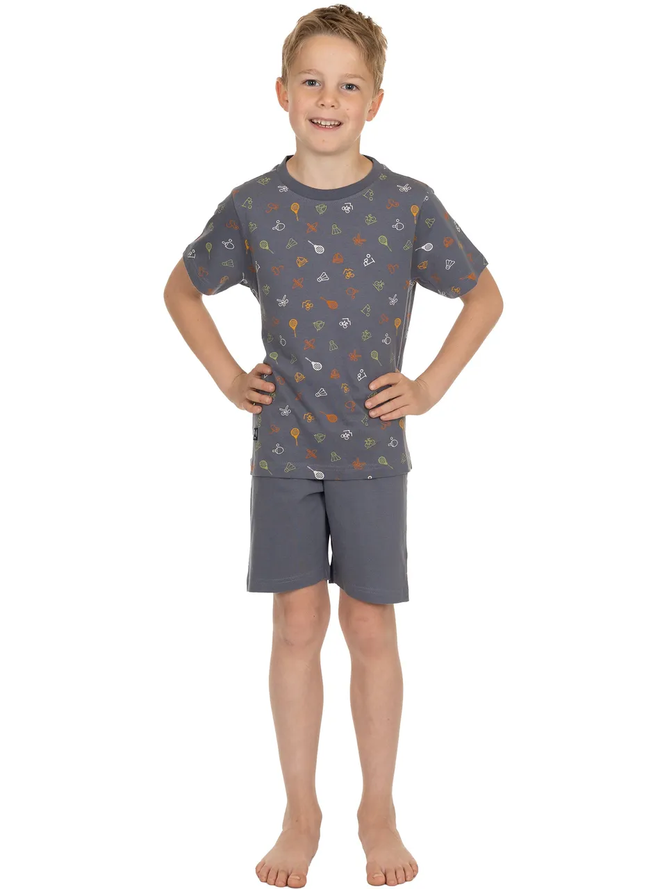 pastunette-sporty-shortama-grau-baumwolle-kinder image 1