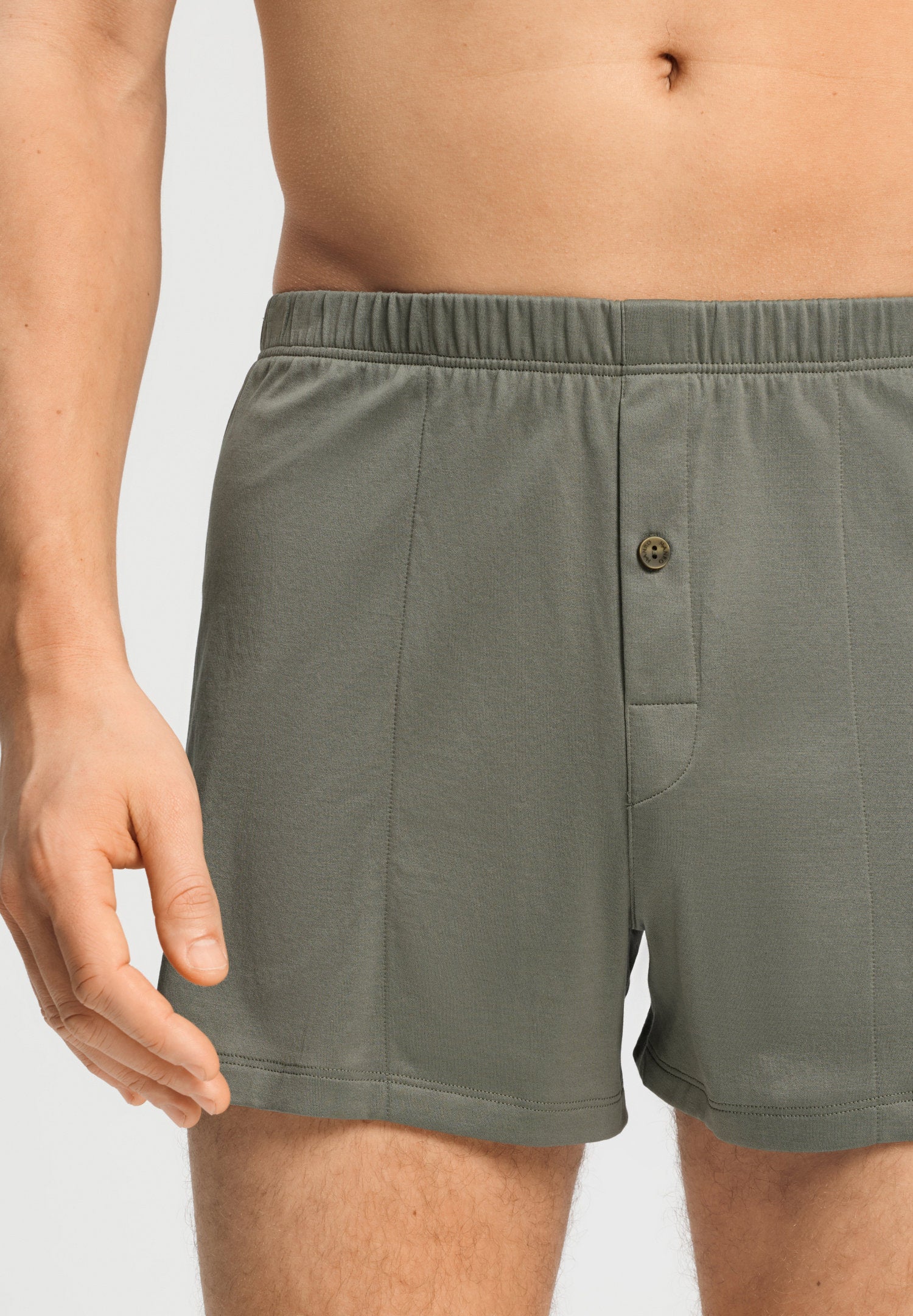 hanro-cotton-sporty-boxer-smokey-olive-herren-baumwolle image 6