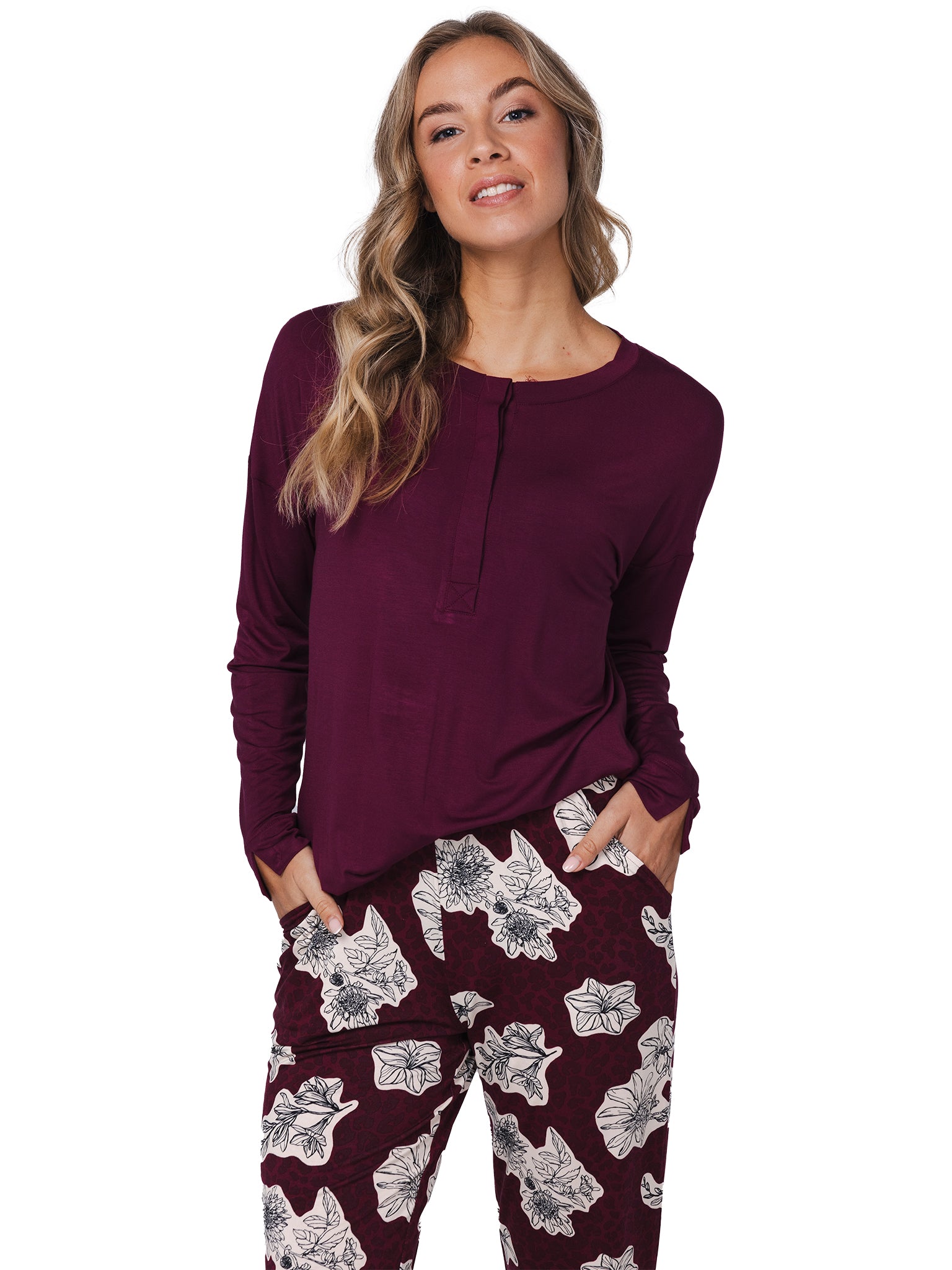 pastunette-premium-burgundy-dream-pyjama-rot-viskose image 5