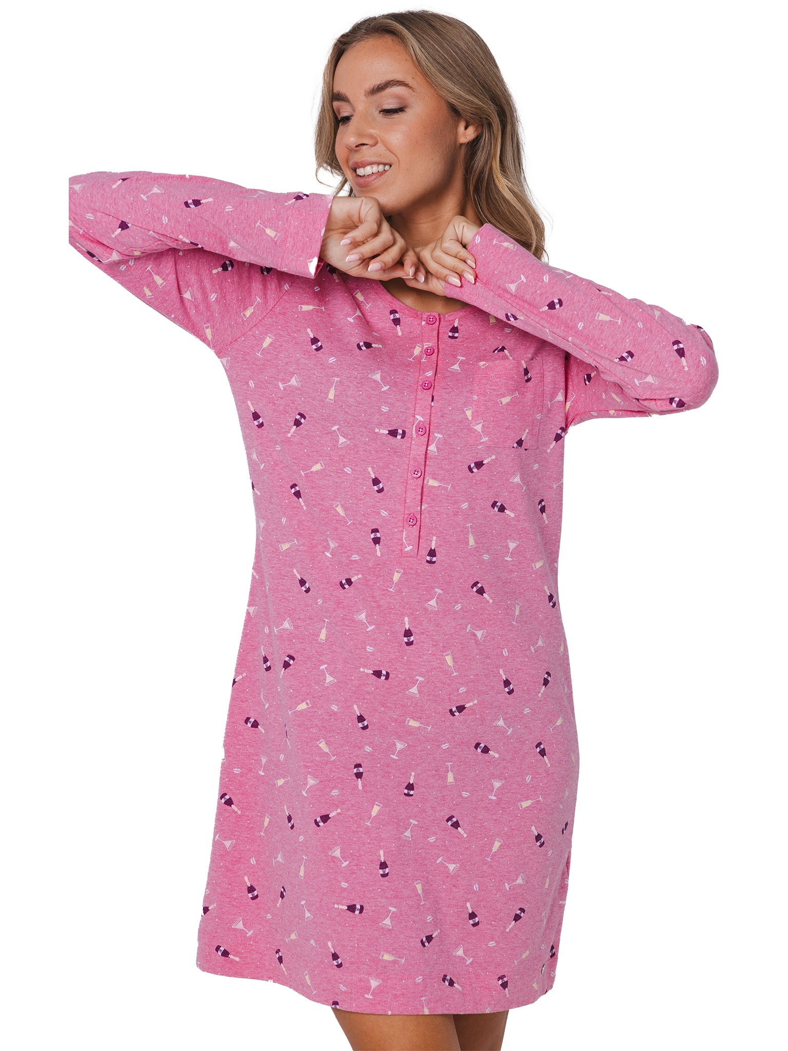rebelle-cin-cin-nachthemd-rosa-champagner-baumwolle-langarm image 4