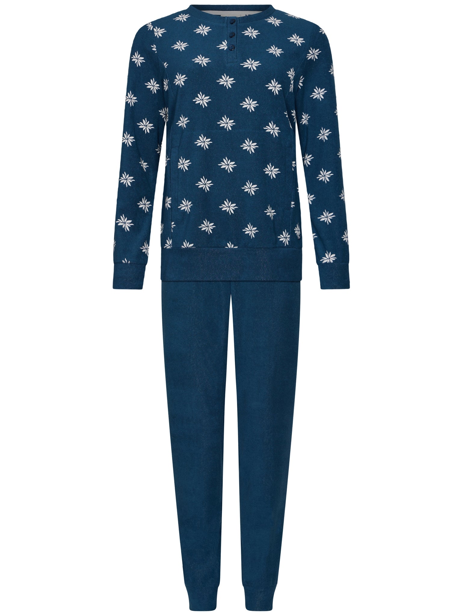 pastunette-moonlite-pyjama-dunkelblau-blumen-frottee image 1