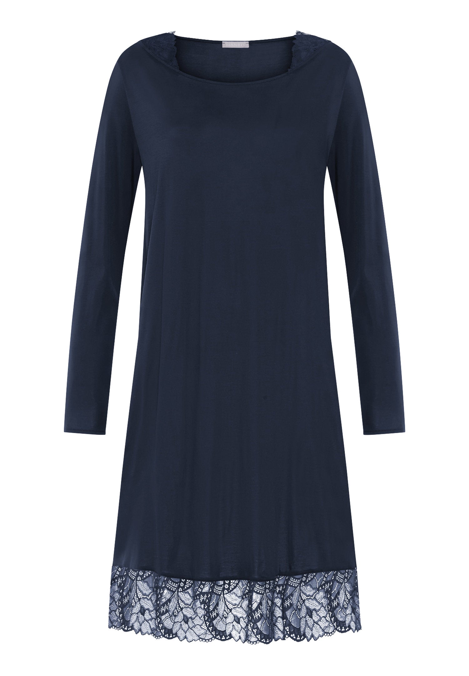 hanro-azelia-074703-nachthemd-deep-navy-langarm-tencel image 2