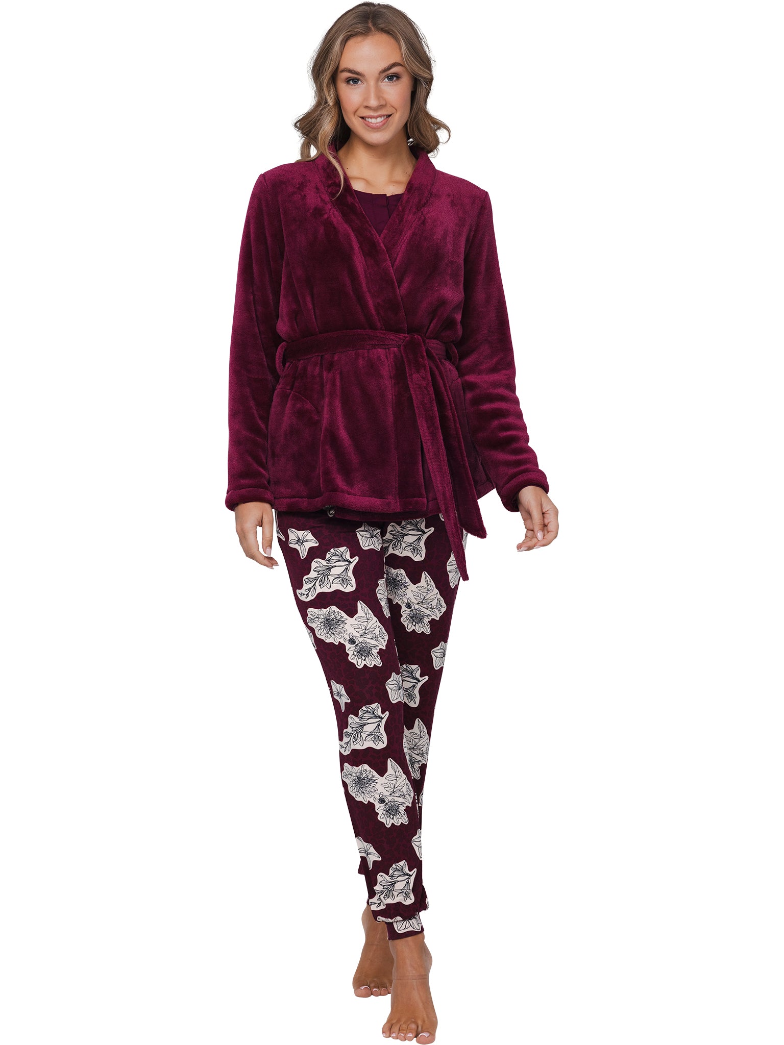 pastunette-premium-burgundy-dream-hausmantel-bordeaux-coral-fleece image 2