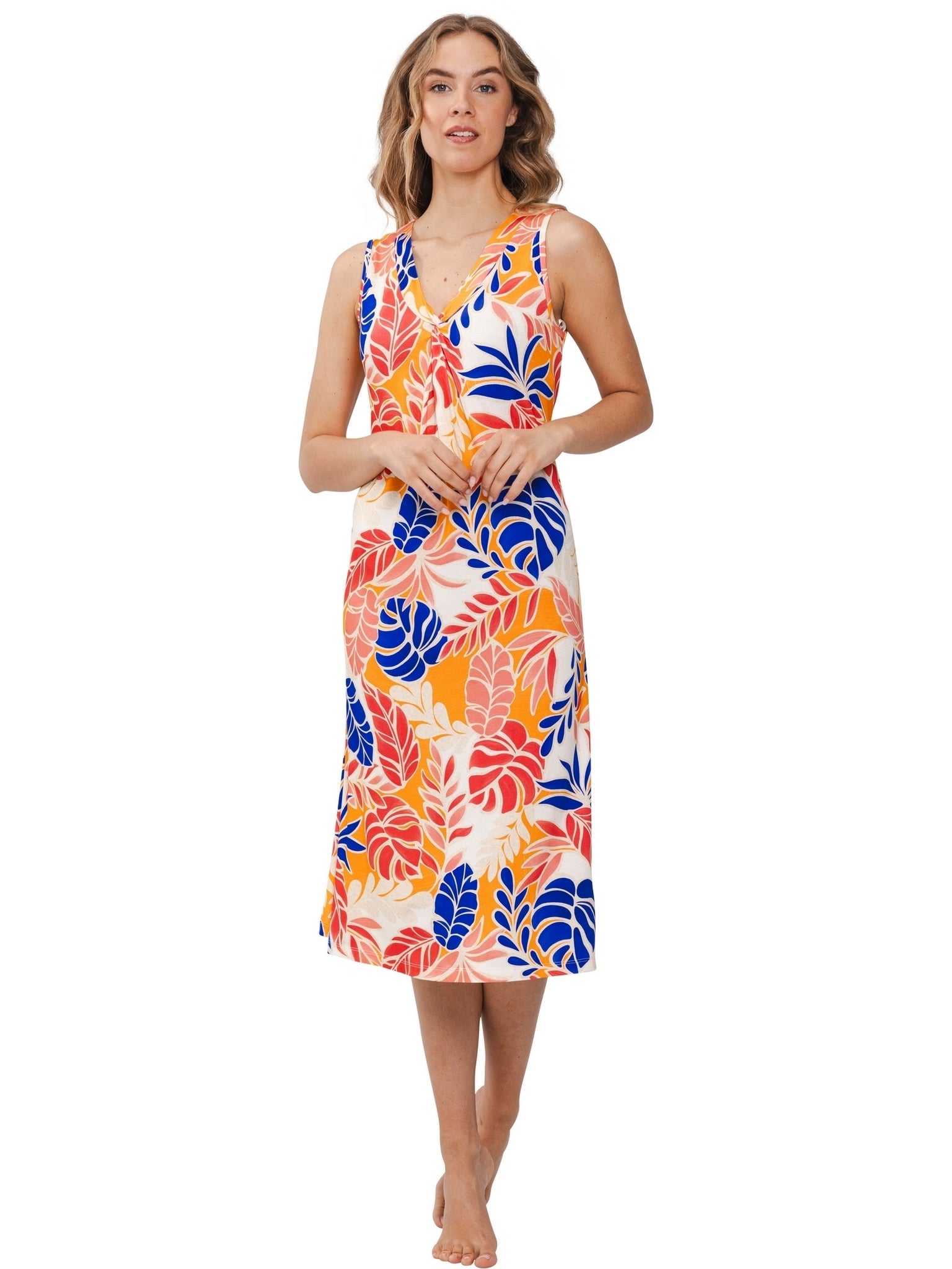 pastunette-sunset-coral-strandkleid-orange-bl-tterprint image 2