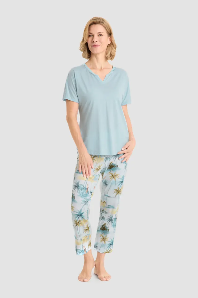r-sch-be-happy-7-8-pyjama-palmendruck-t-rkis-modal image 1