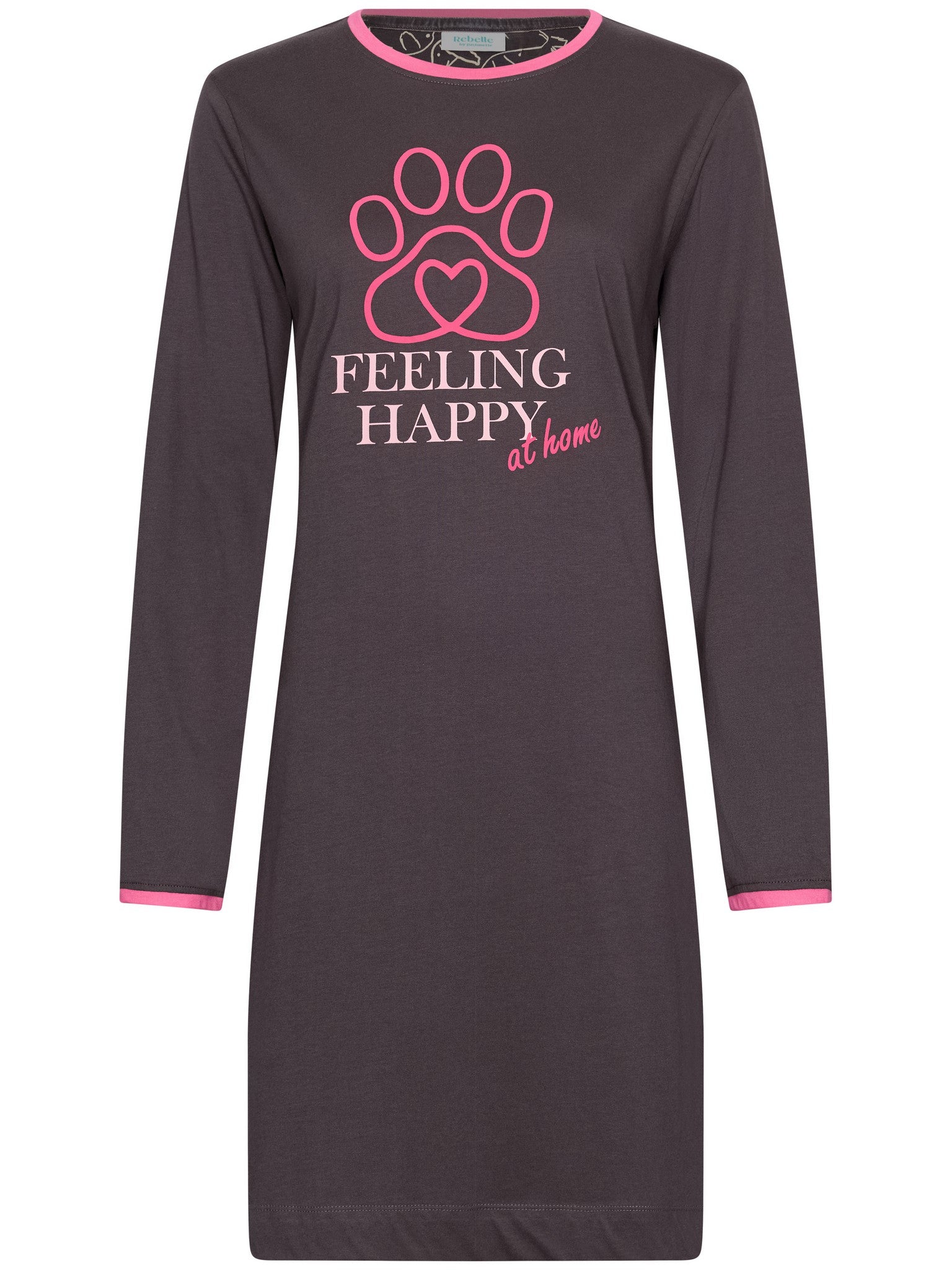 myrebelle-furry-friend-nachthemd-grau-bio-baumwolle-langarm image 1