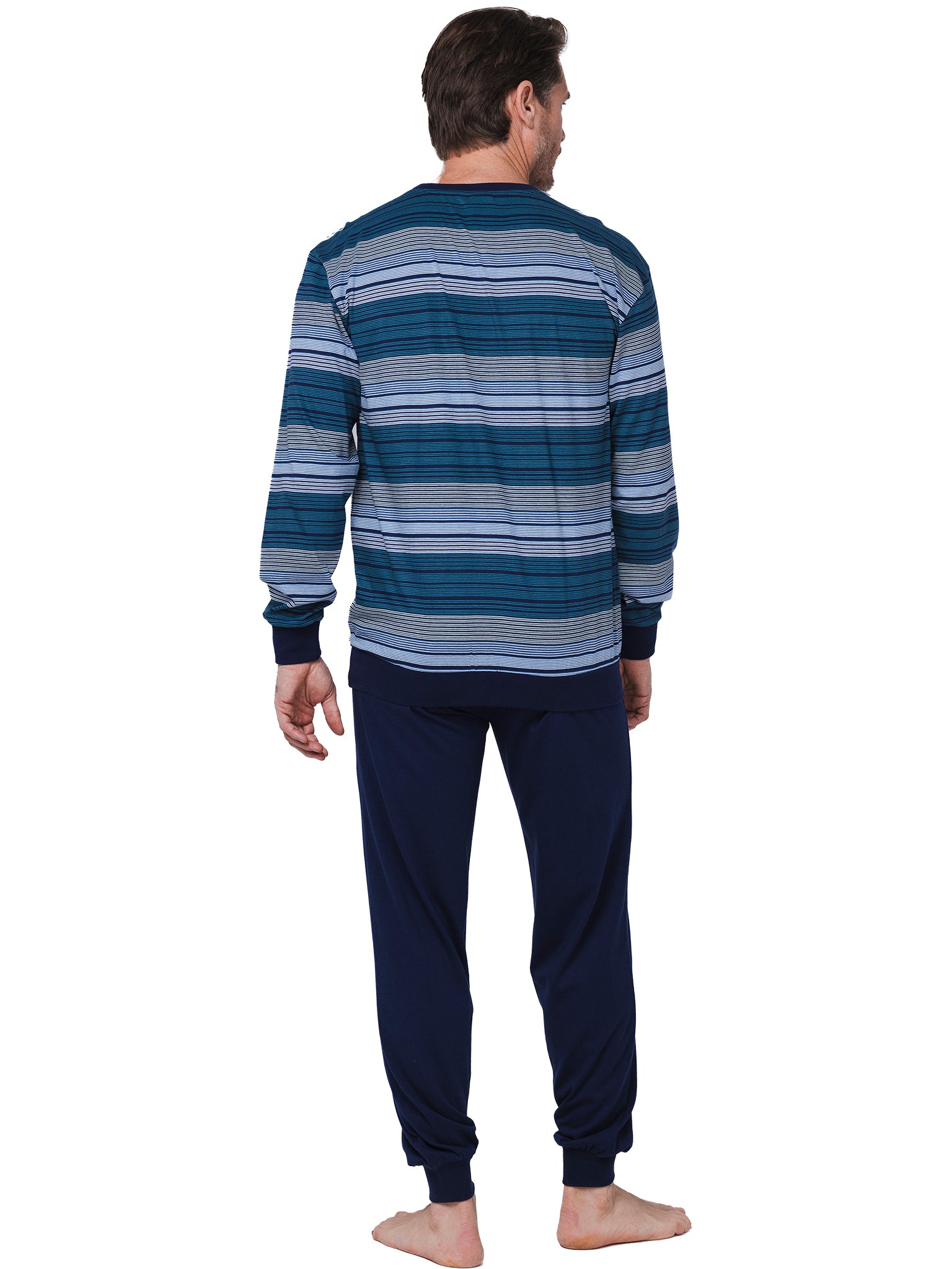 robson-pyjama-herren-gestreift-schlafanzug-blau image 4