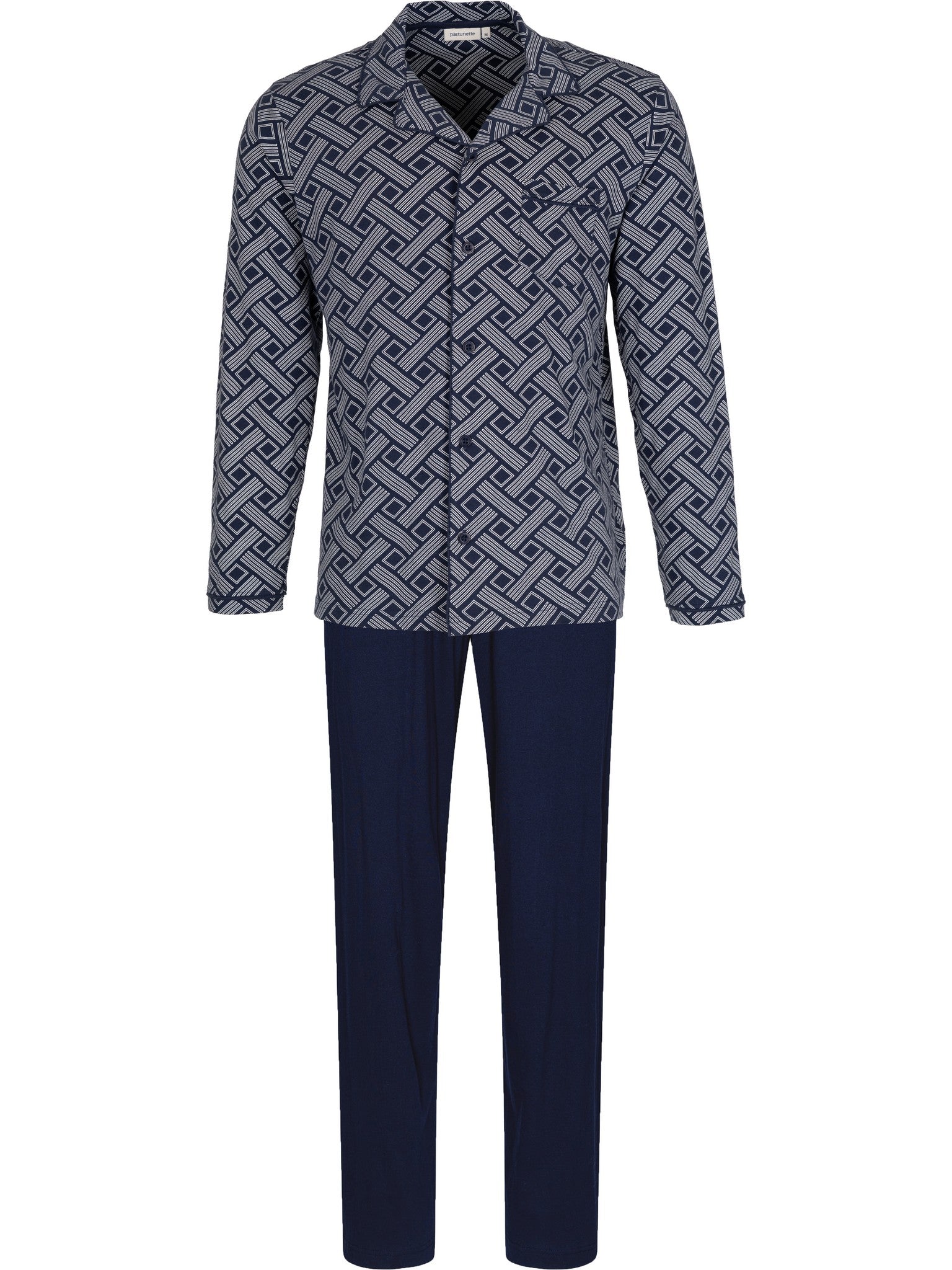 pastunette-blue-draft-herrenpyjama-baumwolle-dunkelblau image 1