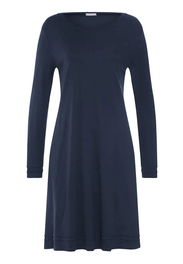 hanro-pilar-nachthemd-100cm-deep-navy-damen-baumwolle image 1