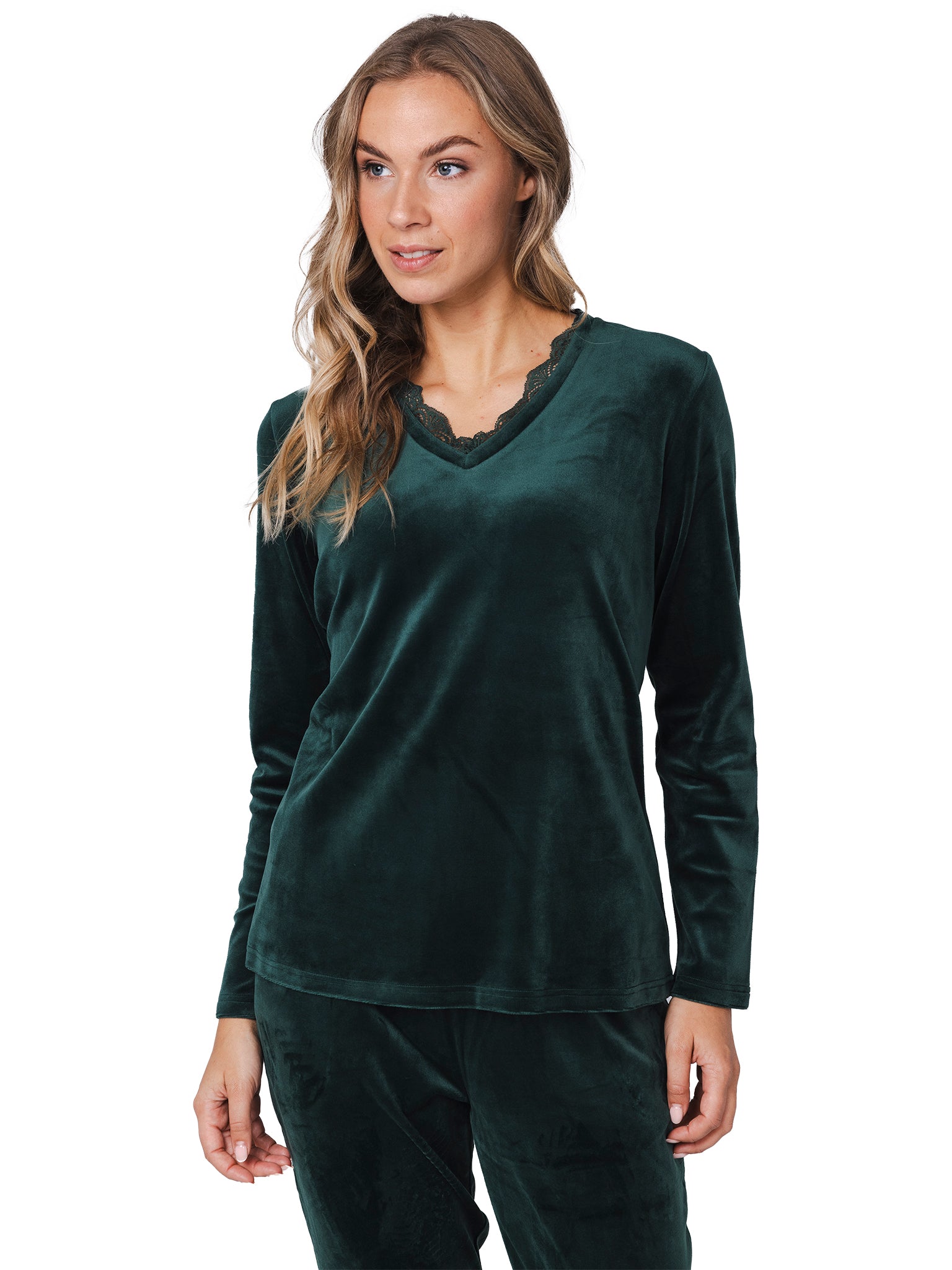 pastunette-premium-emerald-pyjama-gr-n-velours-langarm image 6