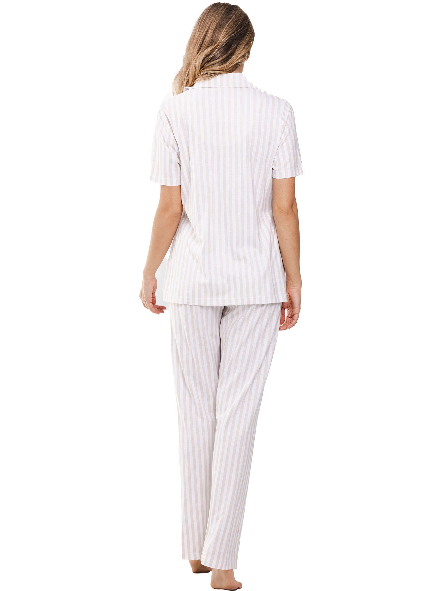 pastunette-beige-dream-pyjama-beige-gestreift-baumwolle-durchknopf image 3