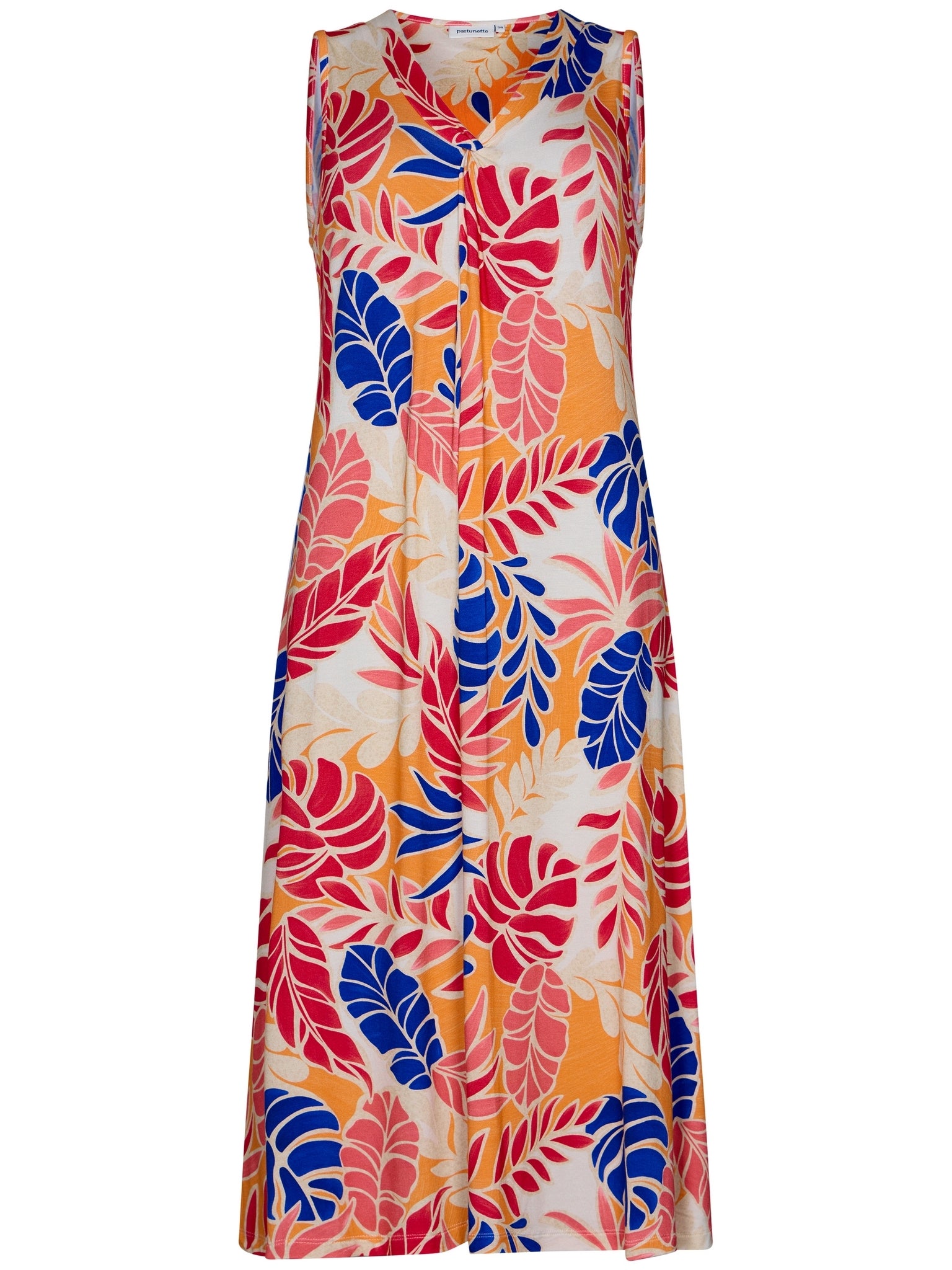 pastunette-sunset-coral-strandkleid-orange-bl-tterprint image 1