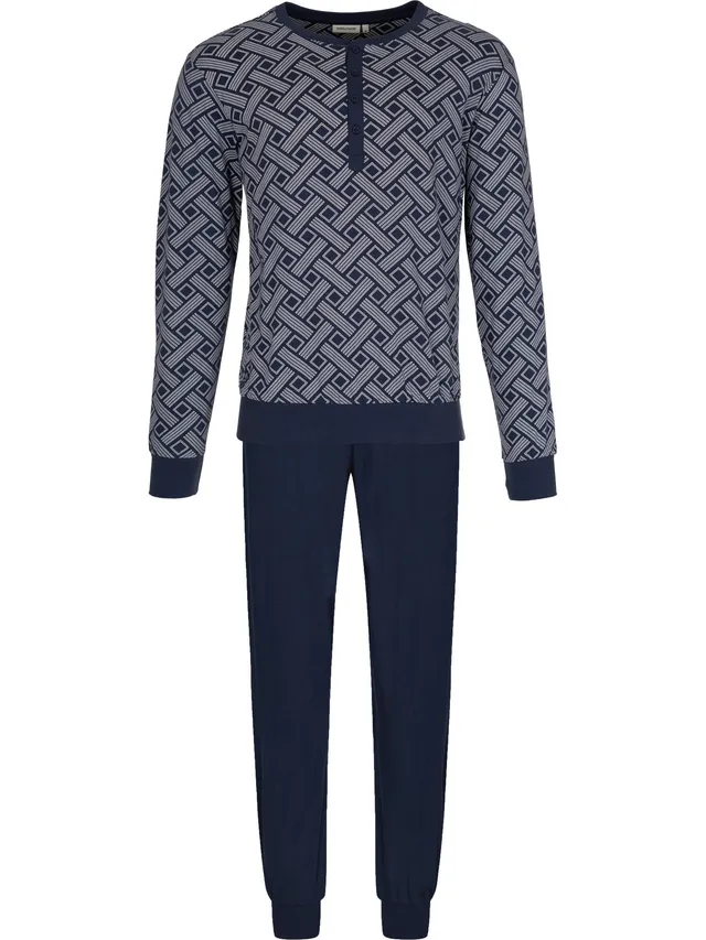 pastunette-blue-draft-pyjama-herren-langarm-blau image 1