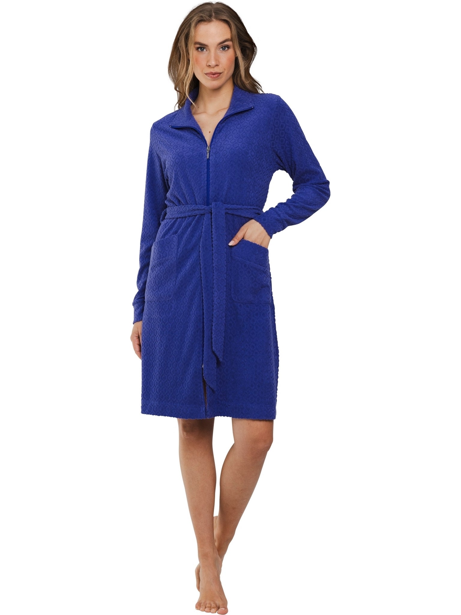 pastunette-blue-breeze-bademantel-blau-karo-frottee-reissverschluss image 2