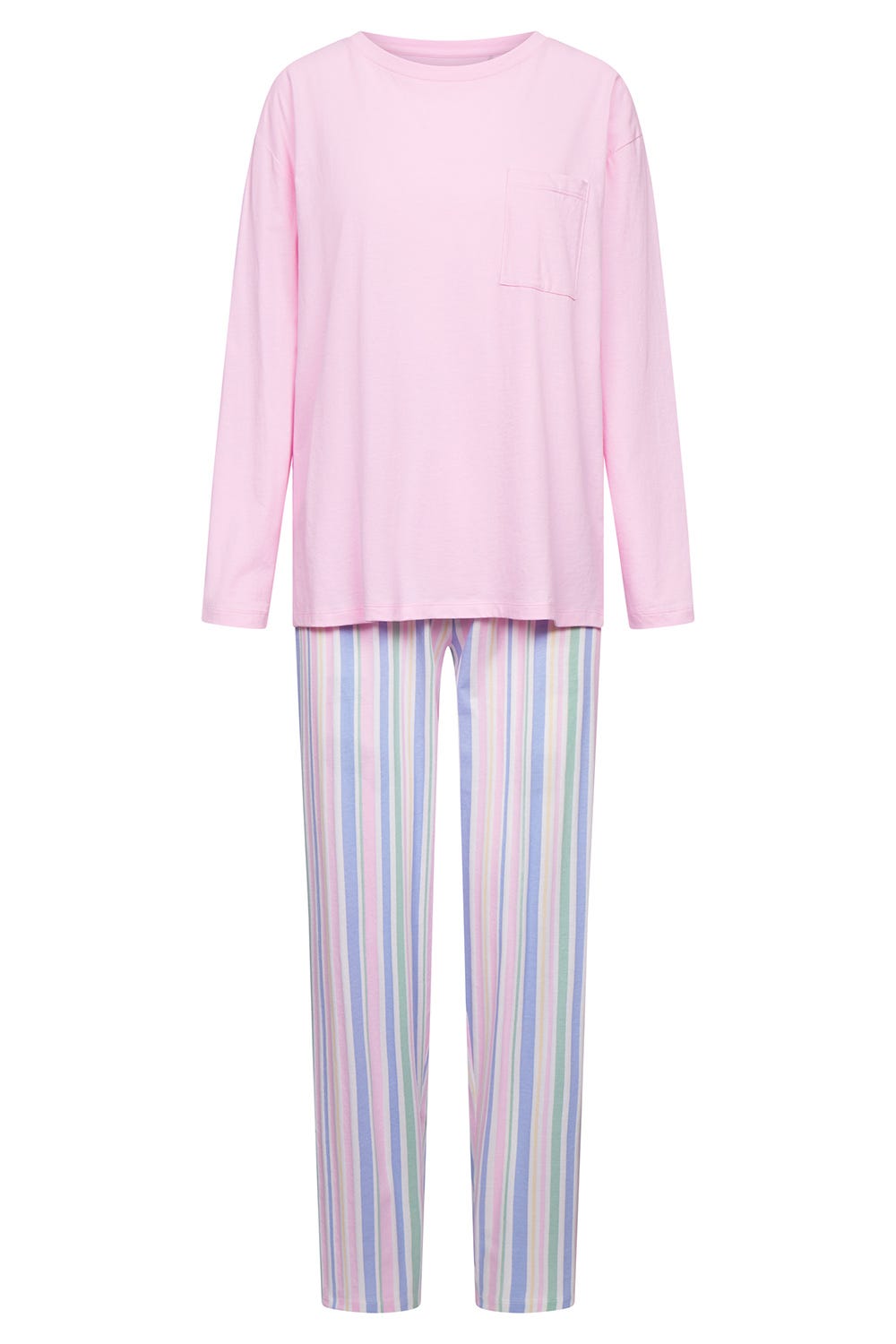 r-sch-be-happy-damen-pyjama-lang-streifen-rosa image 2
