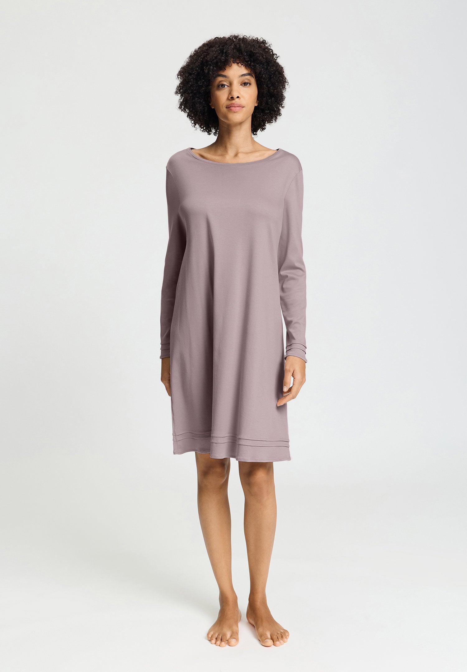 hanro-pilar-nachthemd-100cm-langarm-stormy-rose-baumwolle image 5