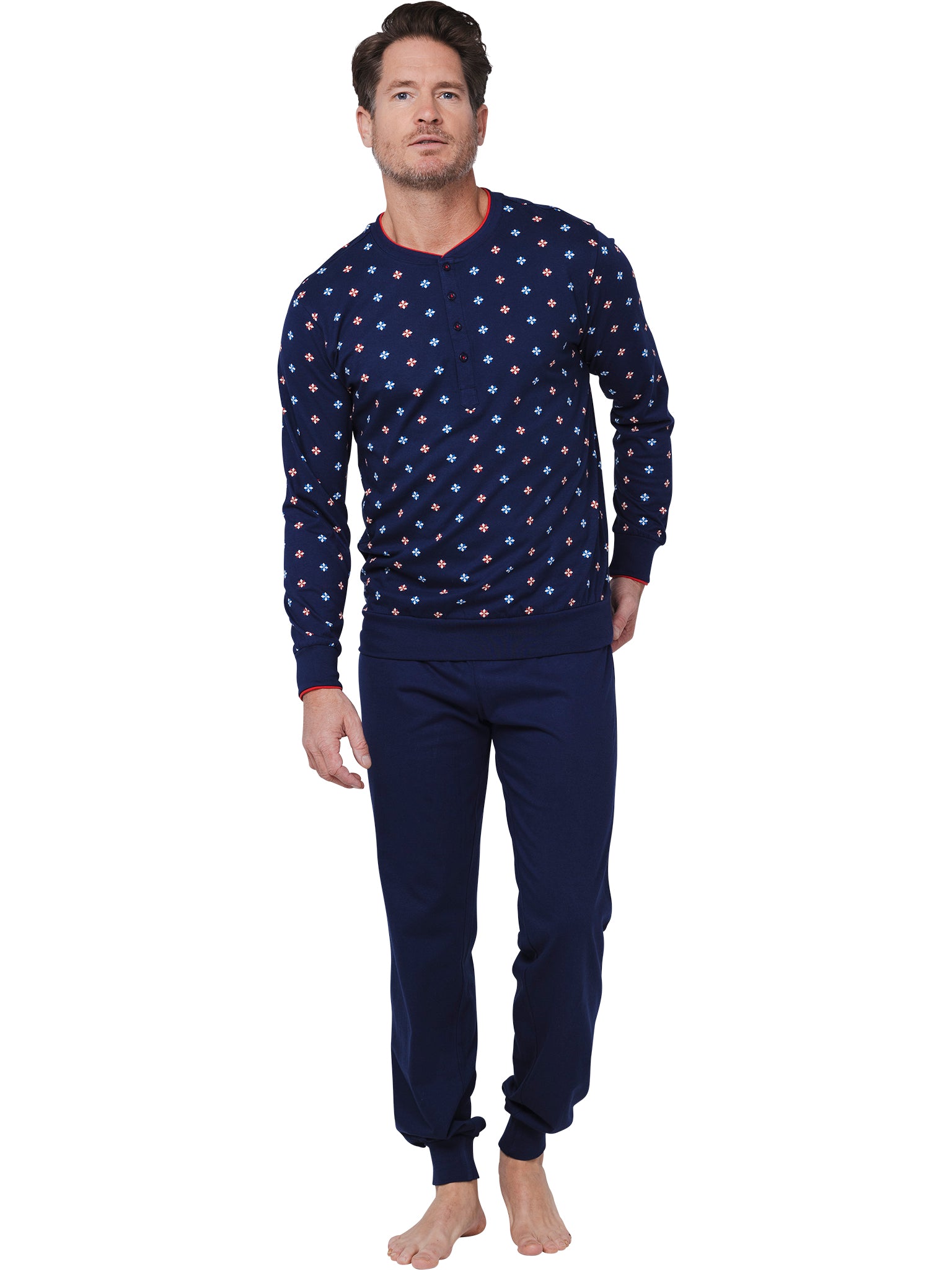 pastunette-lunar-pyjama-herren-blau-bio-baumwolle-knopf image 3