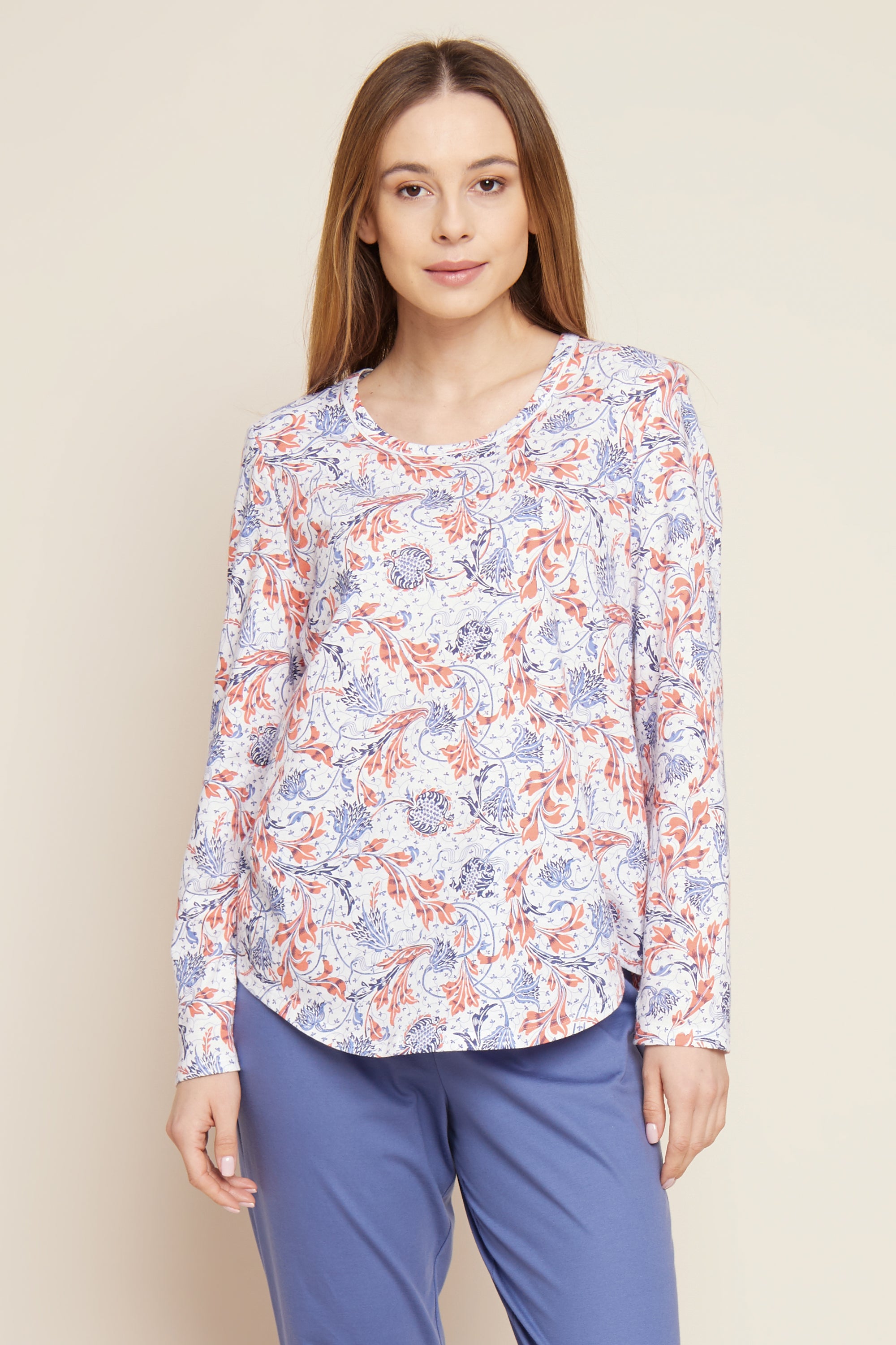 r-sch-be-happy-shirt-langarm-schlafshirt-blau-zierpaspel image 1