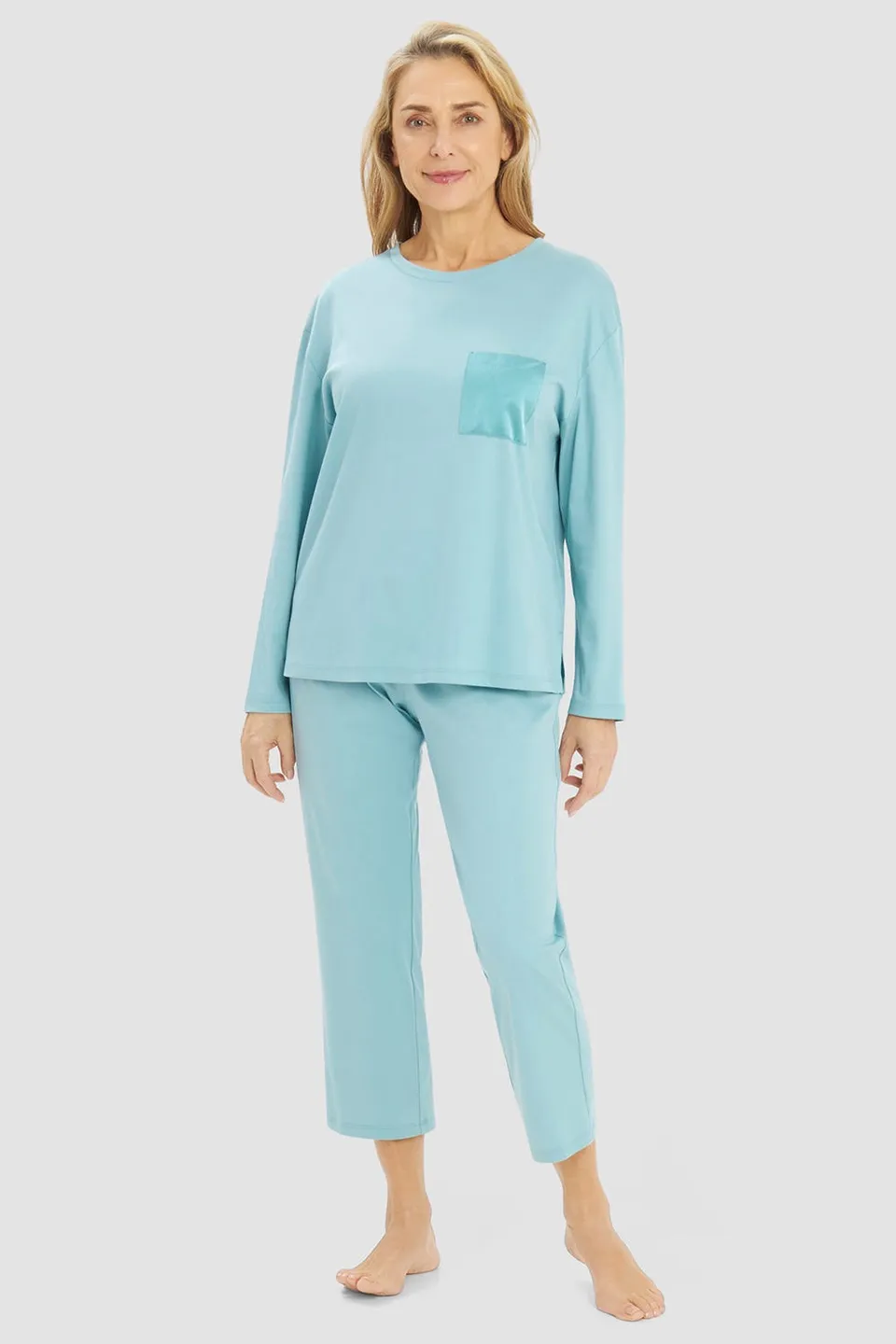 r-sch-be-happy-pyjama-damen-t-rkis-7-8-satindetail image 1