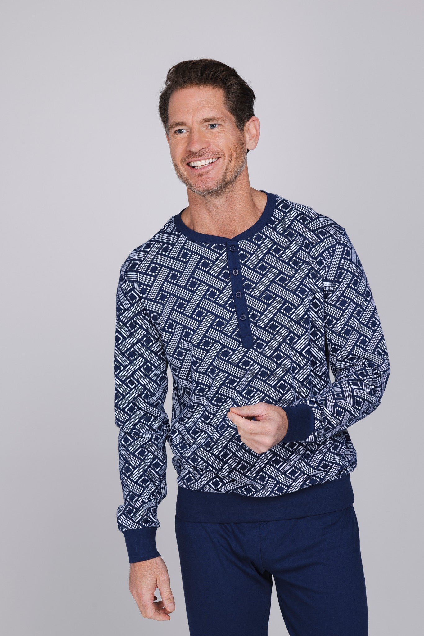 pastunette-blue-draft-pyjama-herren-langarm-blau image 2