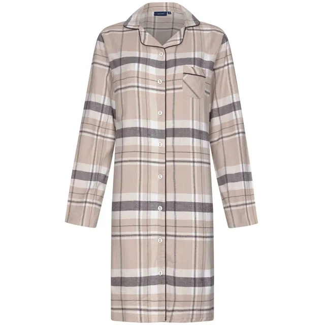 pastunette-durchknopf-nachthemd-braun-flanell-karo-baumwolle image 1