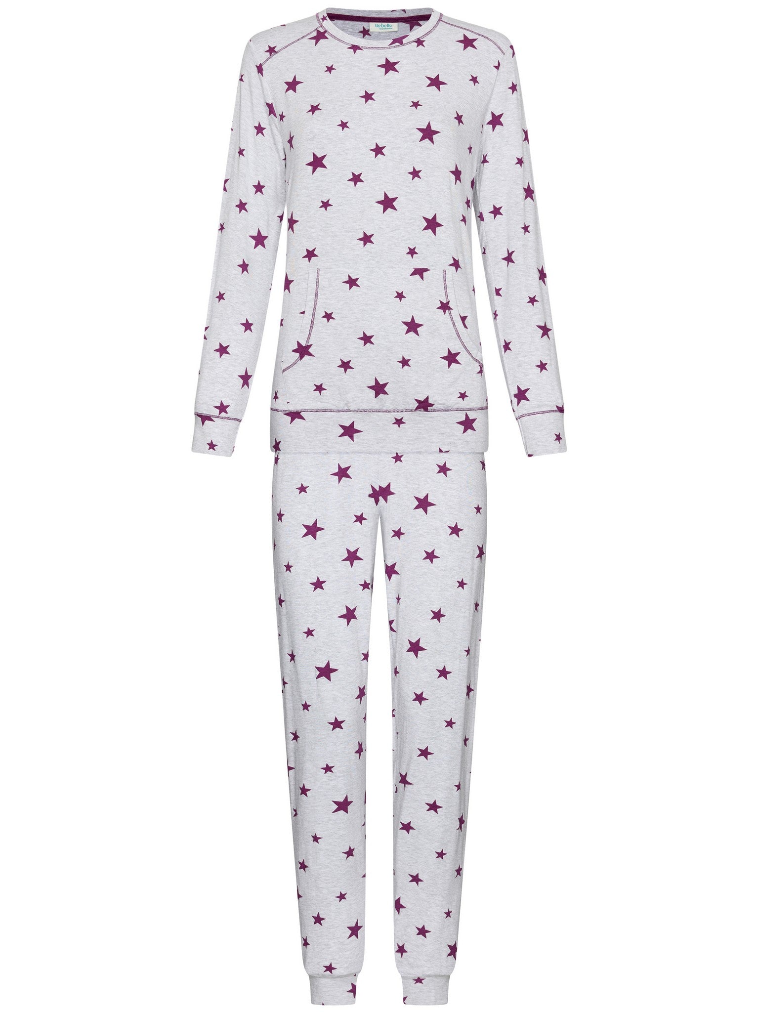 myrebelle-starlight-magic-damenpyjama-grau-sterne image 1