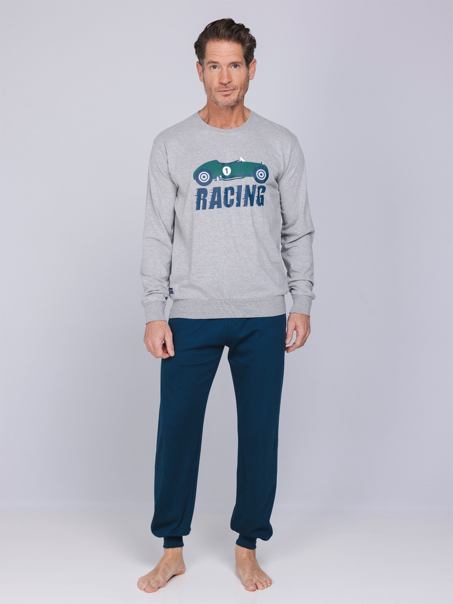 pastunette-night-racer-pyjama-herren-grau-baumwolle image 4