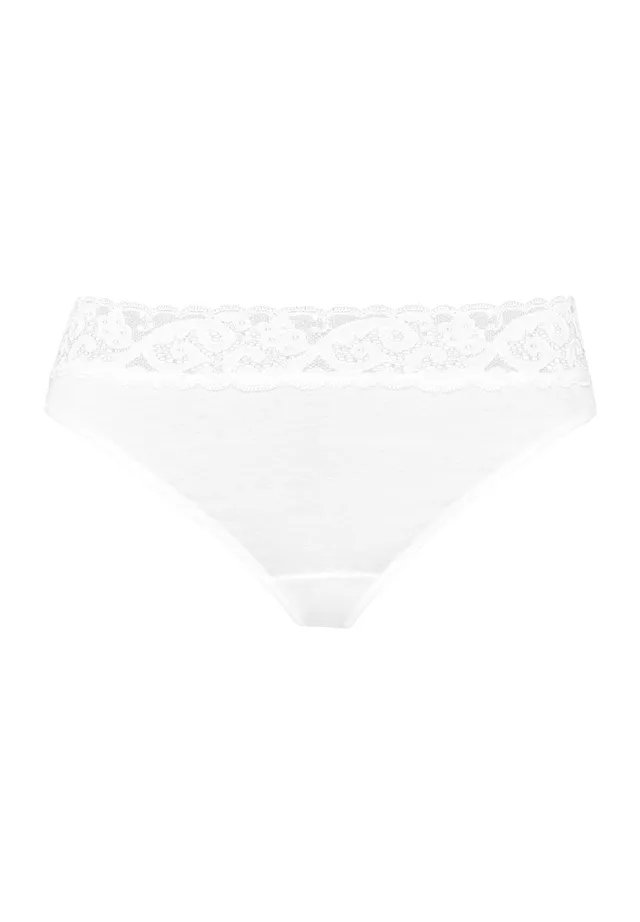 hanro-moments-mini-briefs-slip-wei-baumwolle-spitze image 1