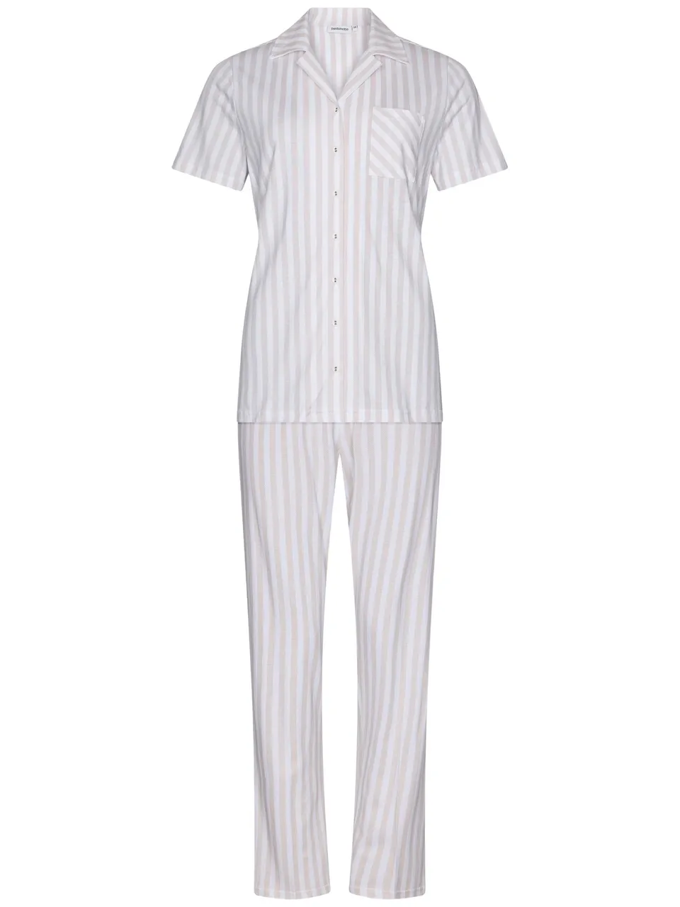pastunette-beige-dream-pyjama-beige-gestreift-baumwolle-durchknopf image 1