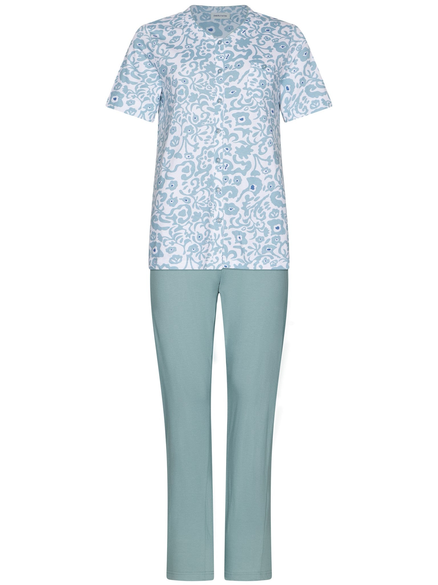 pastunette-stone-blue-pyjama-blau-bio-baumwolle-kurzarm image 1