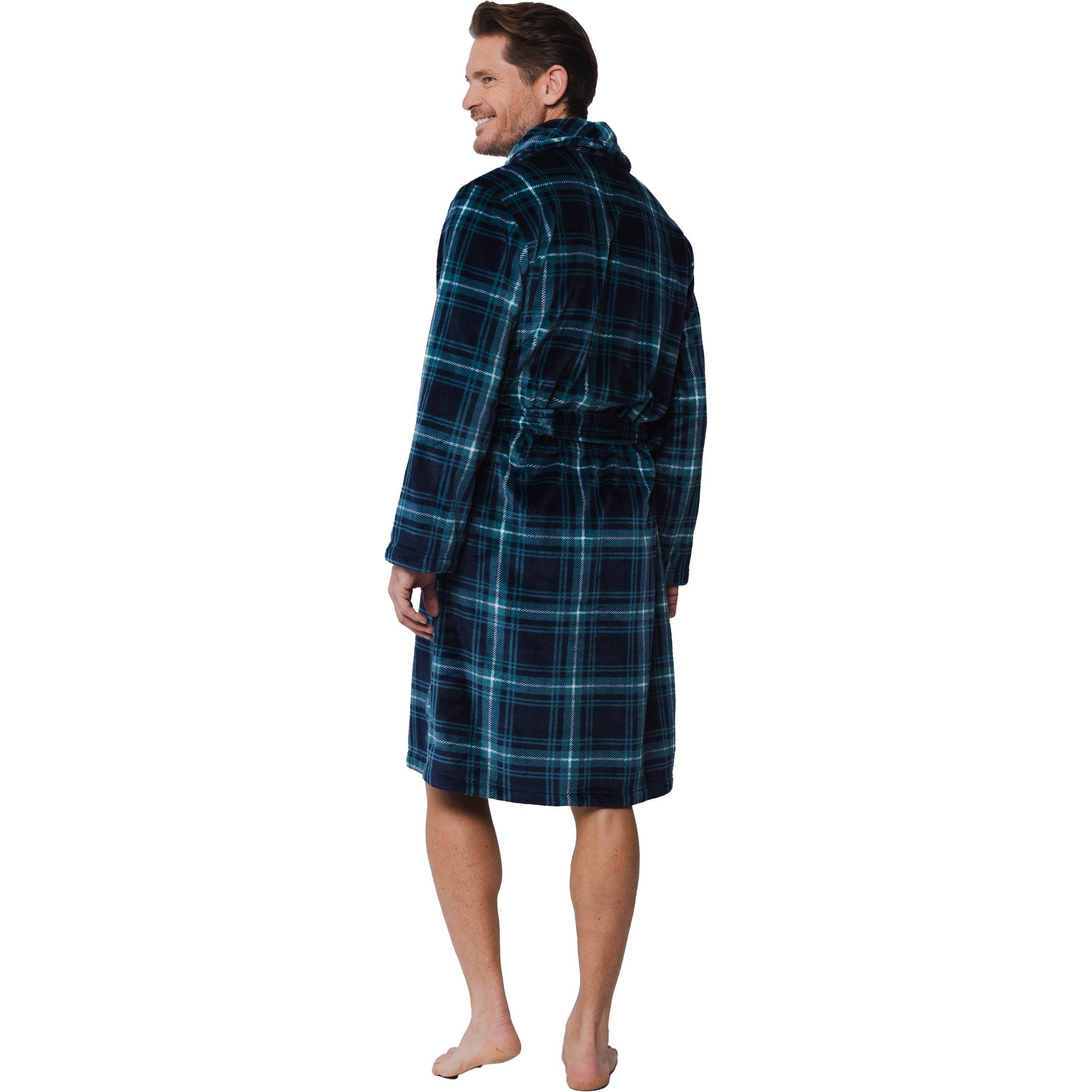 pastunette-nature-herren-bademantel-gr-n-karo-fleece image 3