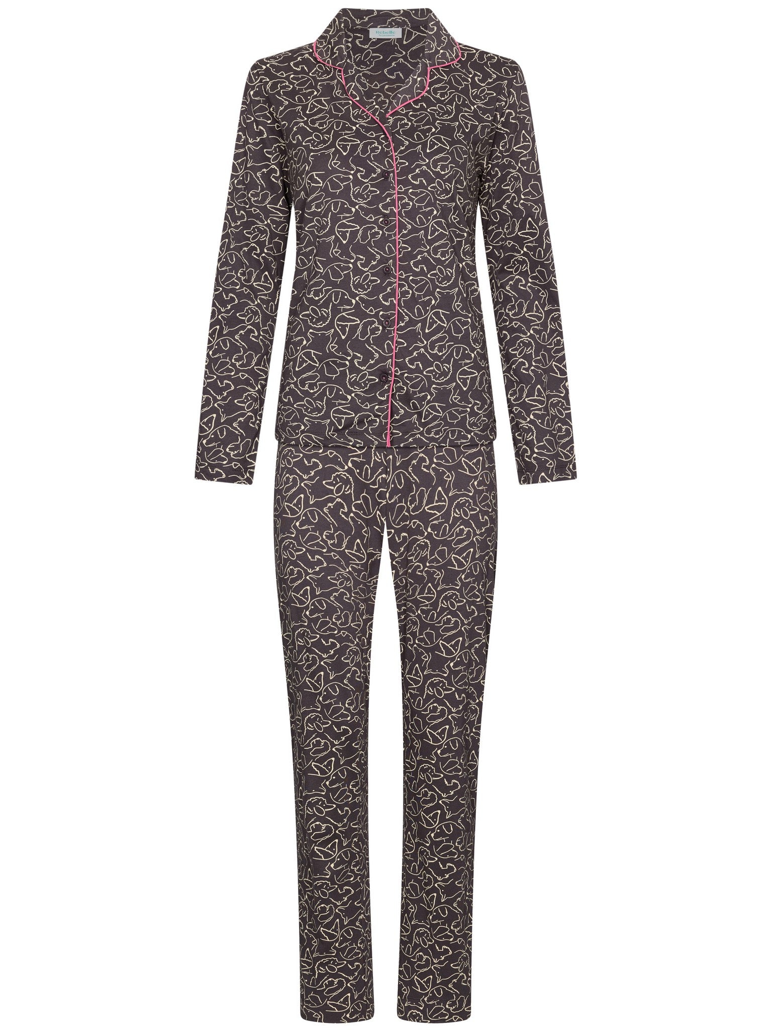 myrebelle-furry-friend-pyjama-damen-grau-bio-baumwolle image 2