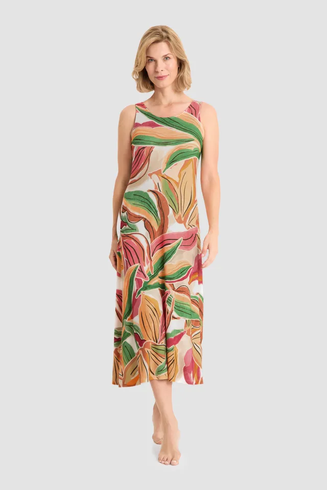 r-sch-be-happy-strandkleid-maxi-orange-bl-tterdruck image 1