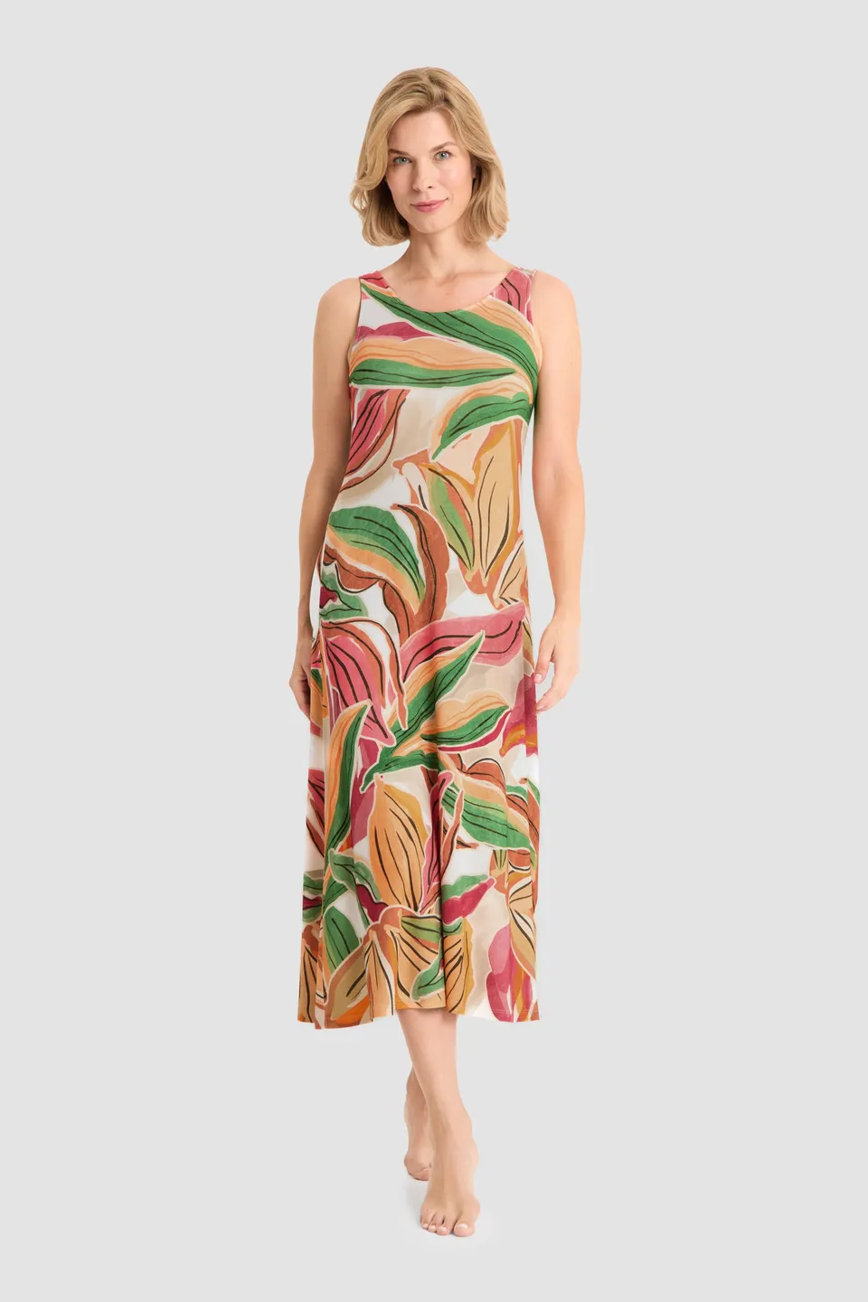 r-sch-be-happy-strandkleid-maxi-orange-bl-tterdruck image 1
