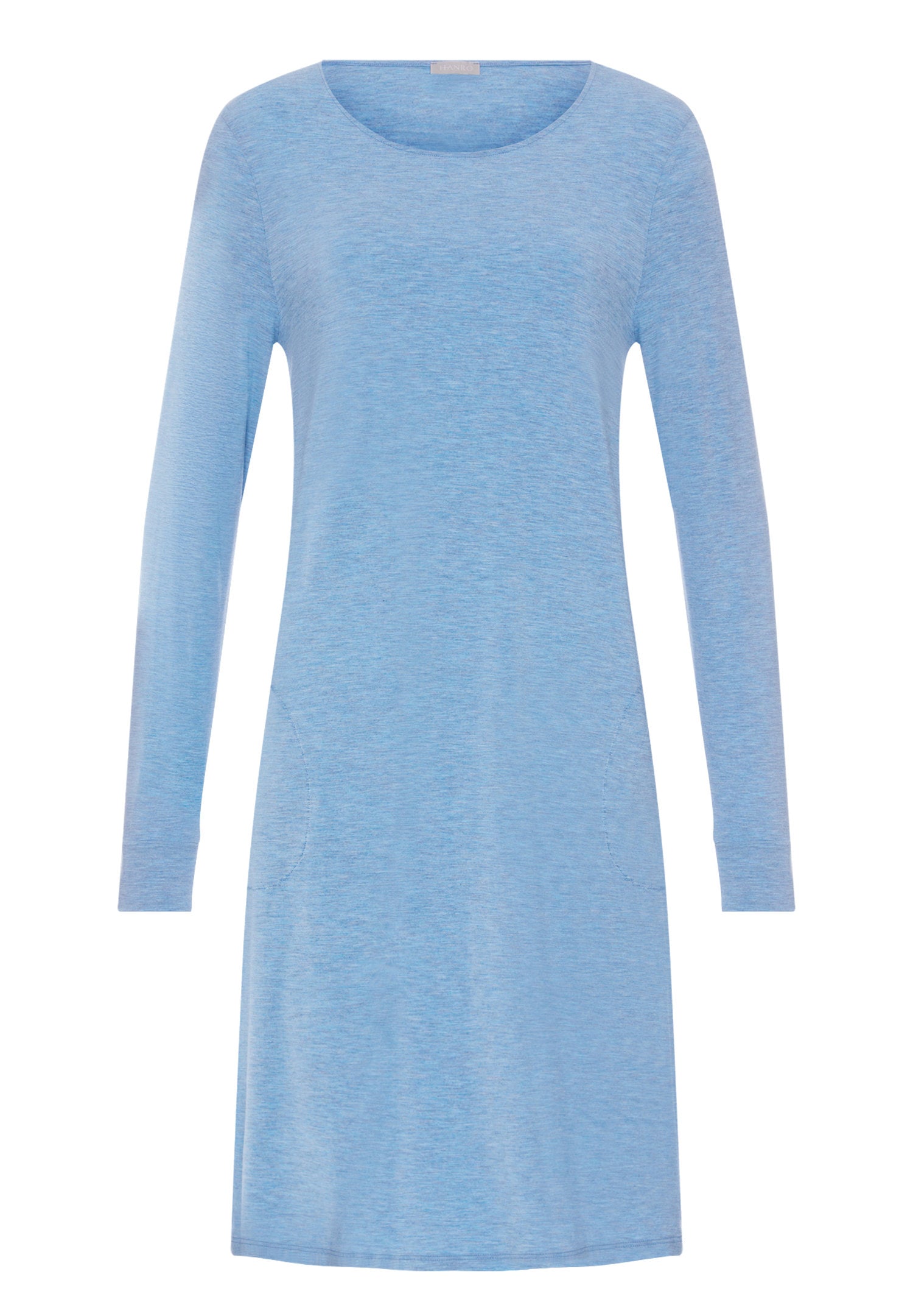 hanro-natural-elegance-nachthemd-langarm-bluebird-melange-100cm image 2