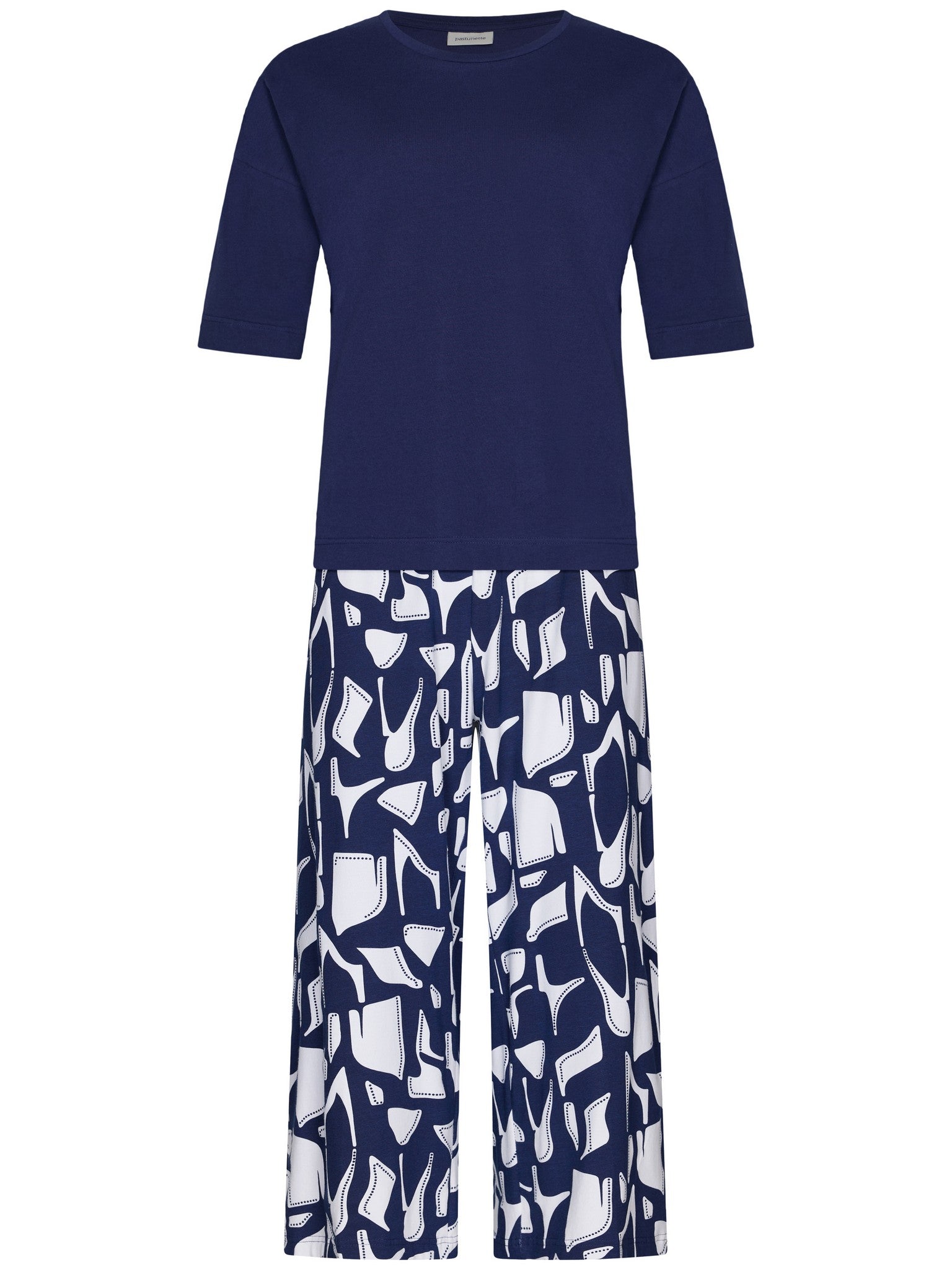 pastunette-midnight-mosaic-pyjama-blau-bio-baumwolle image 1