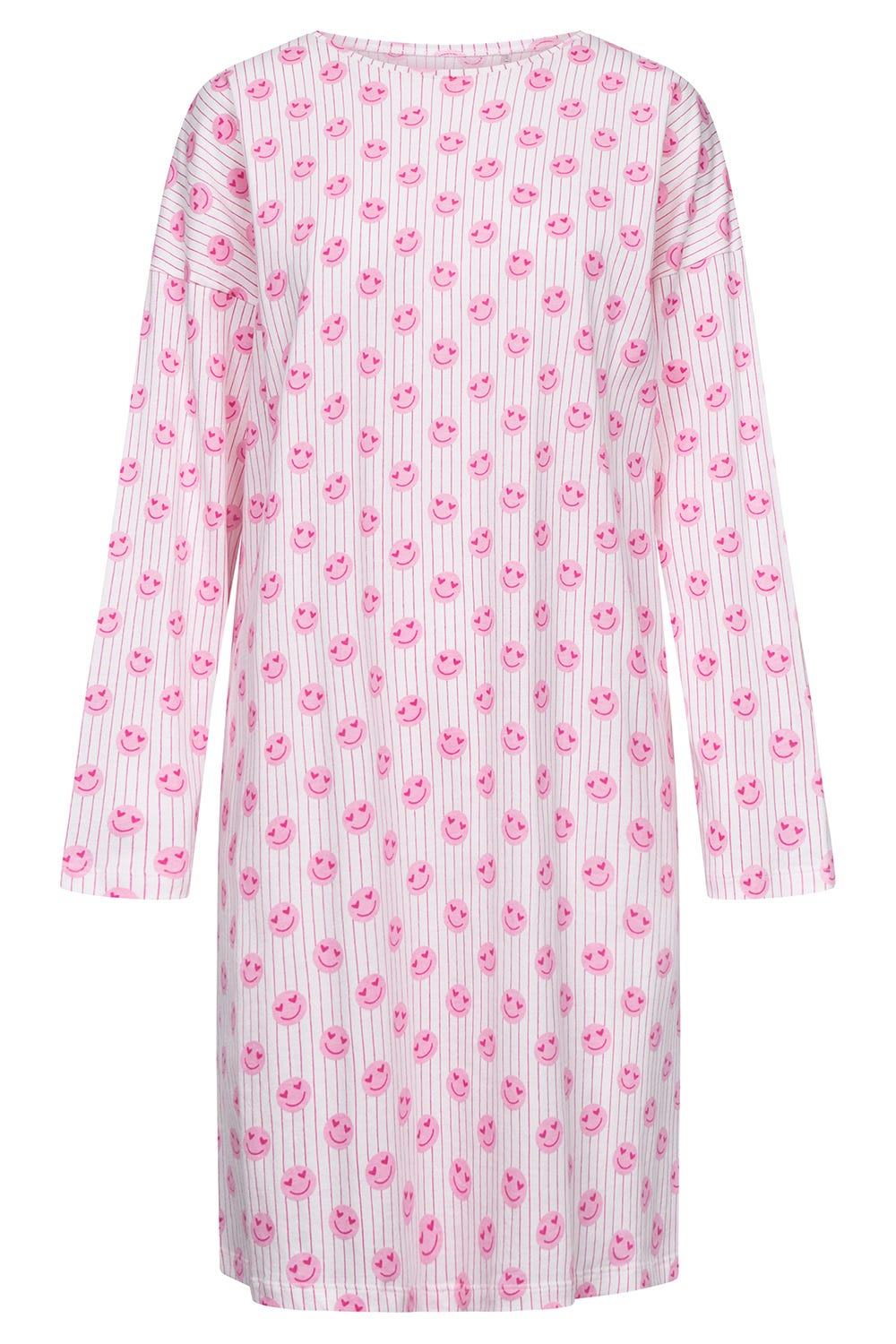r-sch-be-happy-nachthemd-knielang-rosa-smiley-druck image 2