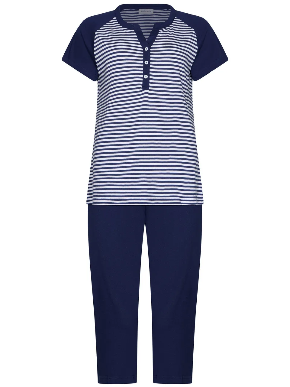pastunette-midnight-stripes-pyjama-damen-blau-bio-baumwolle image 1