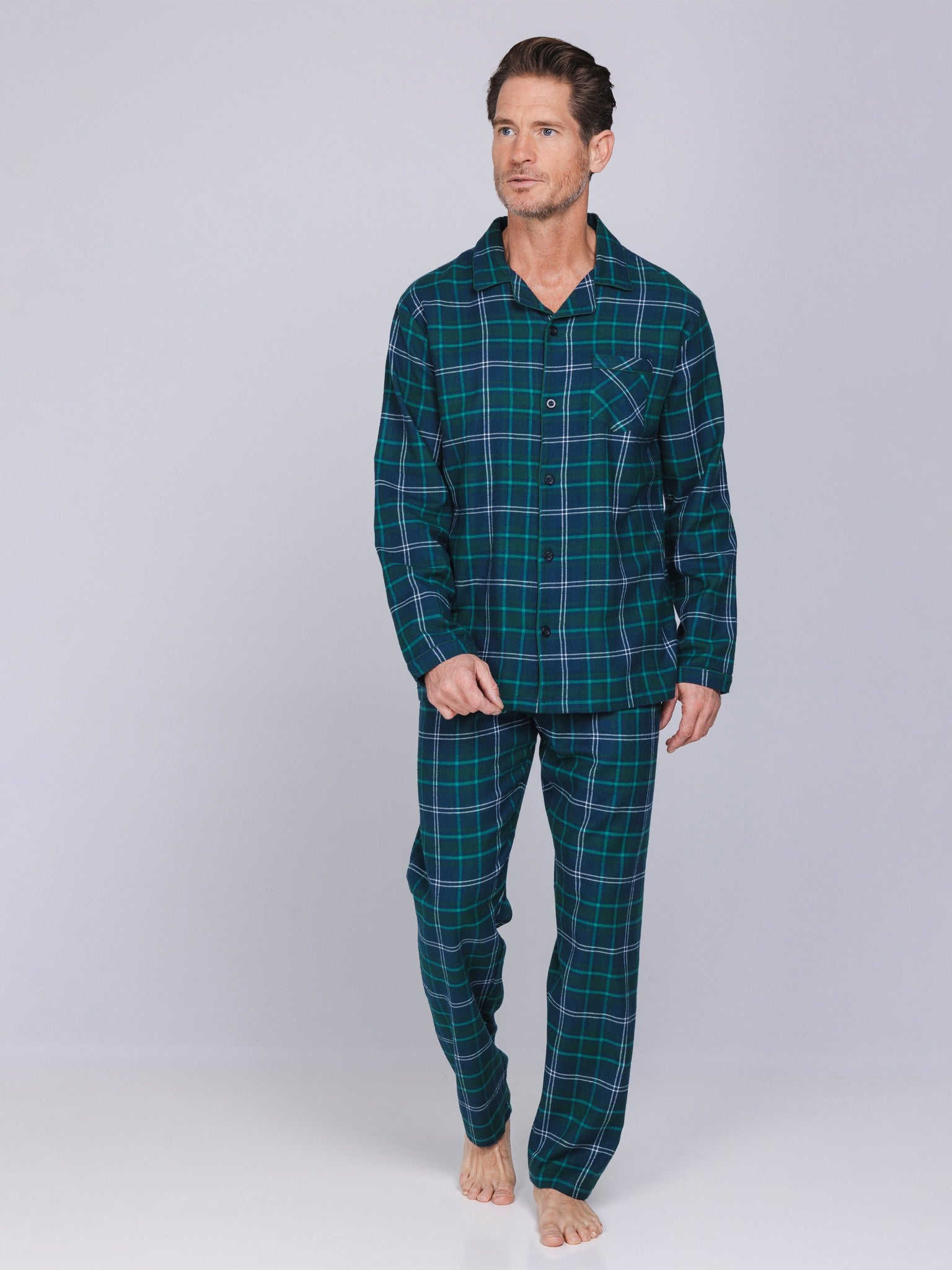 pastunette-lodge-pyjama-gr-n-kariert-flanell-baumwolle image 4