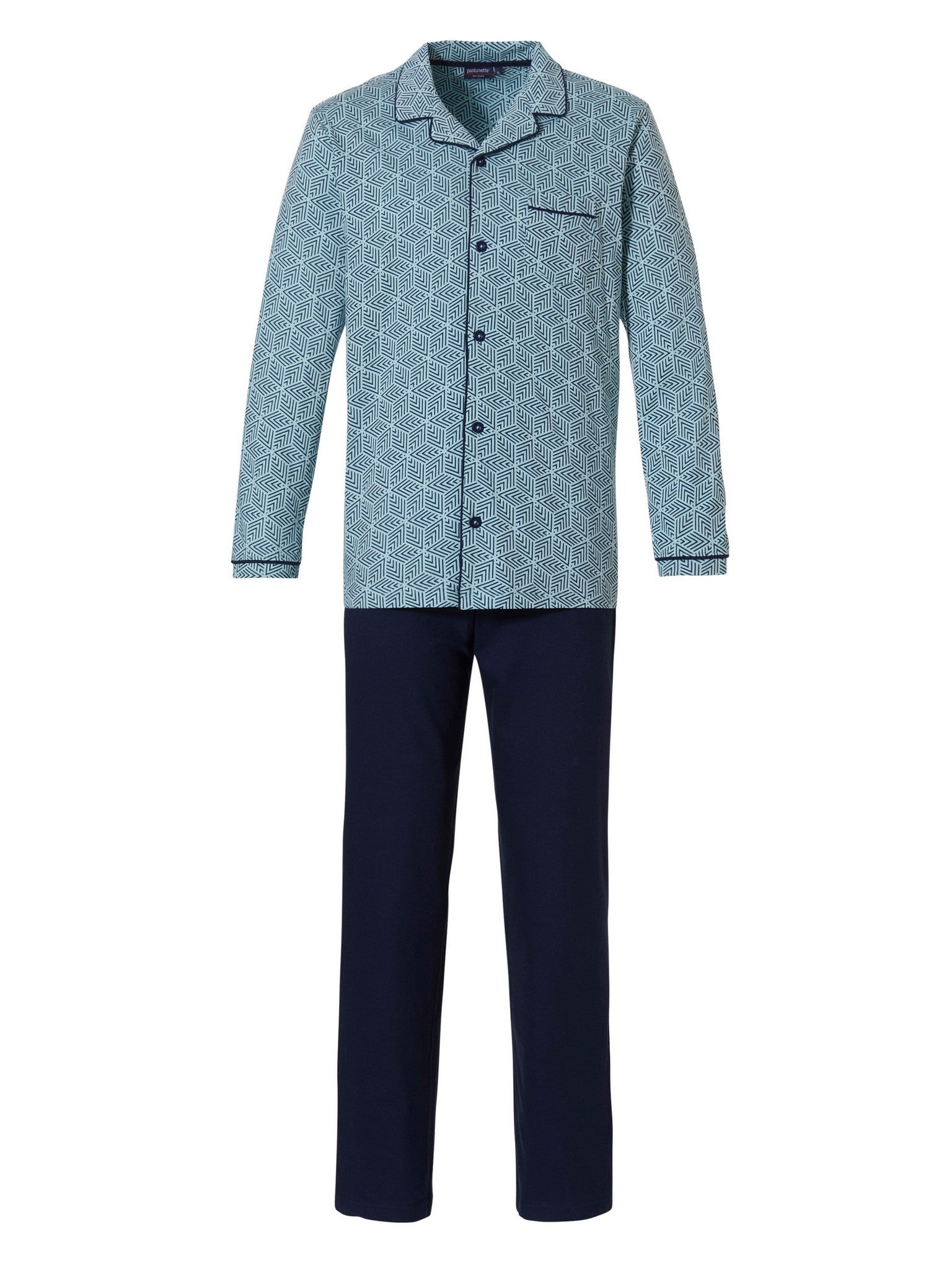 pastunette-graphic-pyjama-t-rkis-baumwolle-knopfleiste image 1