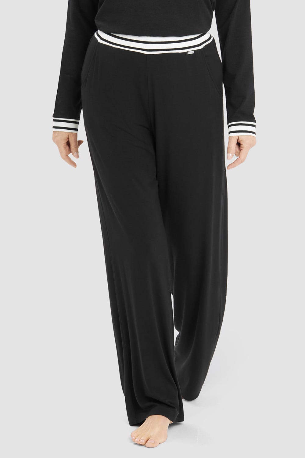 r-sch-be-happy-pyjamahose-lang-ringelbund-schwarz-jersey image 1