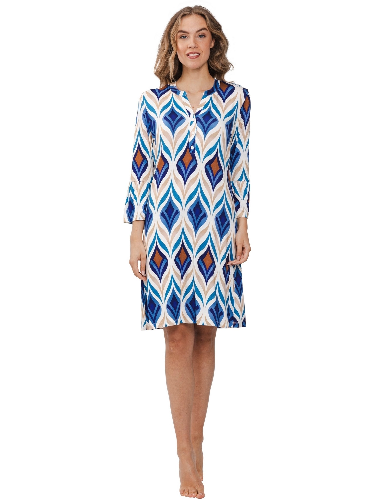 pastunette-ocean-drift-kleid-beige-viskose-gemustert image 2