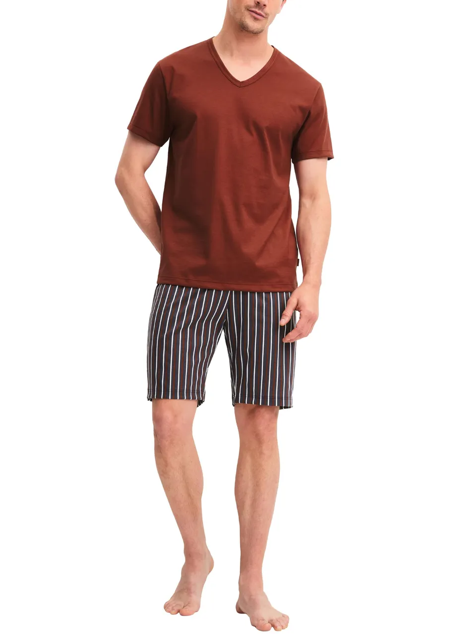 calida-cotton-special-kurz-pyjama-herren-gr-50-brick-red image 1