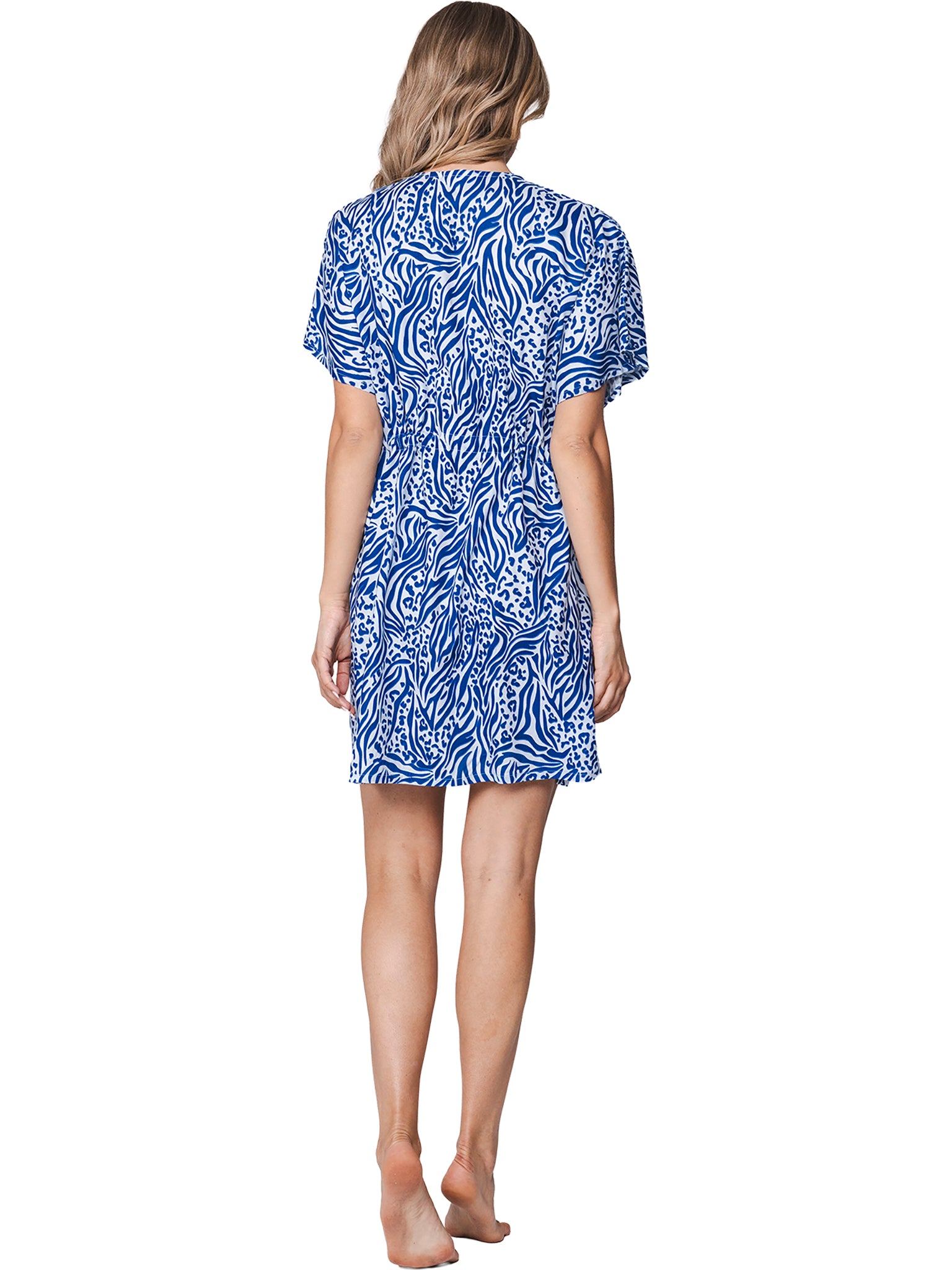 myrebelle-blue-bay-kleid-strandkleid-blau-animal-viskose image 3