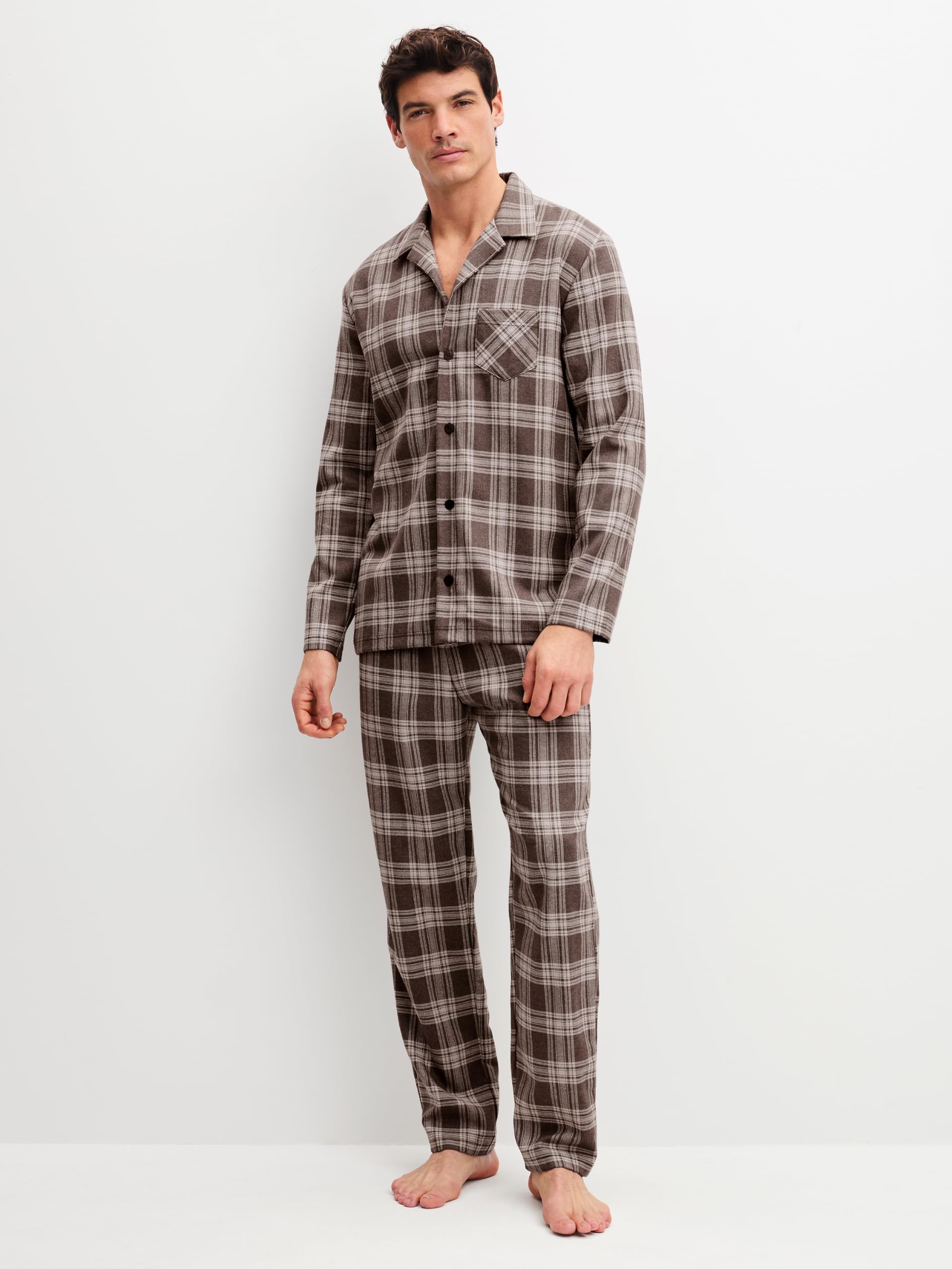 calida-relax-flannel-mood-pyjama-herren-karo-reverskragen image 2
