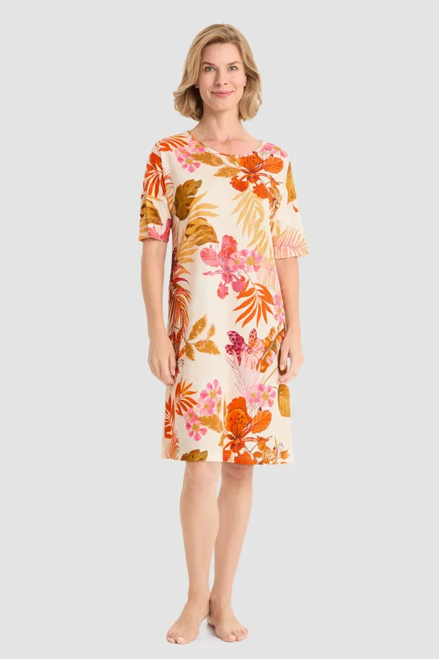 r-sch-be-happy-nachthemd-knielang-orange-blumen image 1