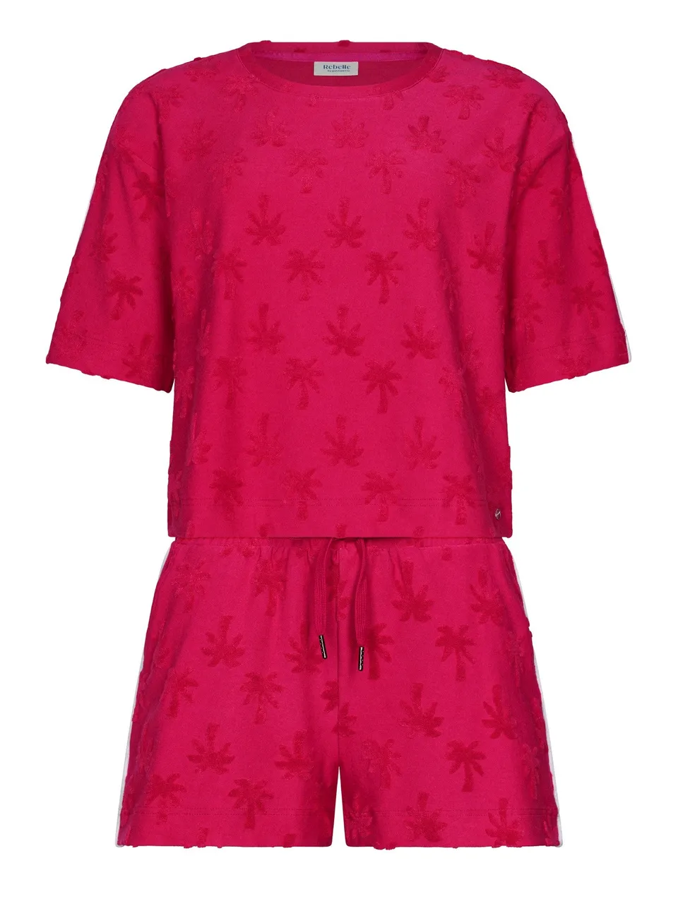 myrebelle-palm-springs-shortama-pink-palmen-frottee image 1