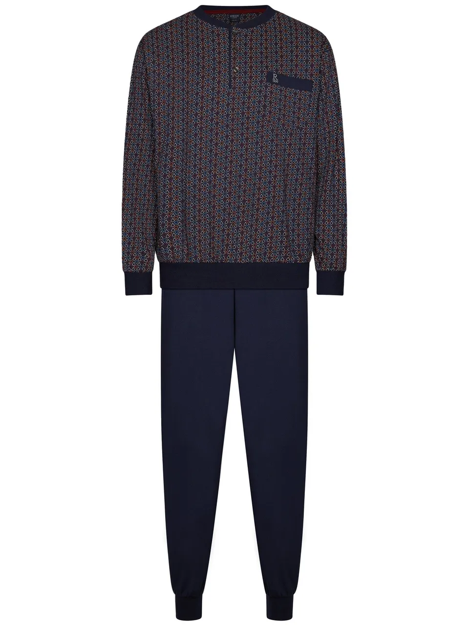 robson-pyjama-herren-blau-baumwolle-langarm-brusttasche image 1