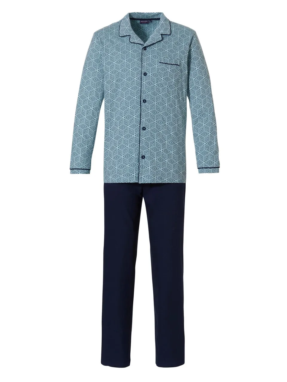 pastunette-graphic-pyjama-t-rkis-baumwolle-knopfleiste image 1