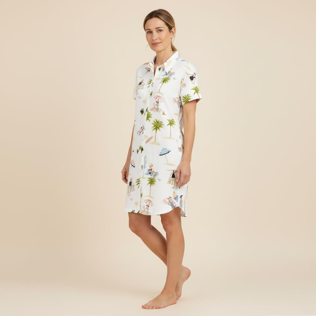 ringella-beach-damen-nachthemd-beach-motiv-kurzarm-modal-90cm image 4